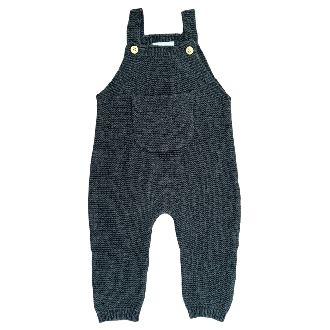 Charcoal Knit Overalls  Mebie Baby   