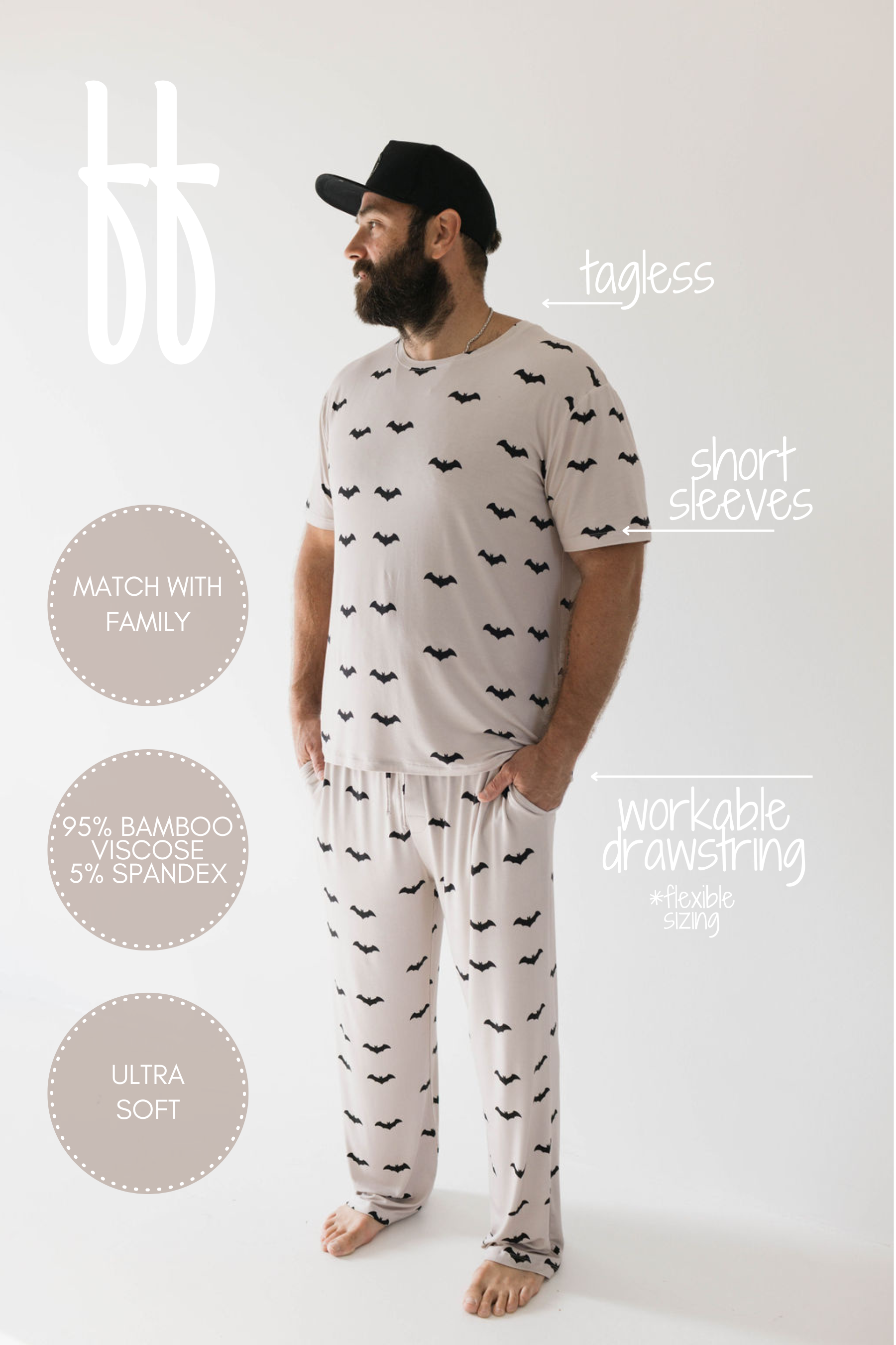 Adult Bamboo Short Sleeve Pajamas | It's Bats!  forever french baby   