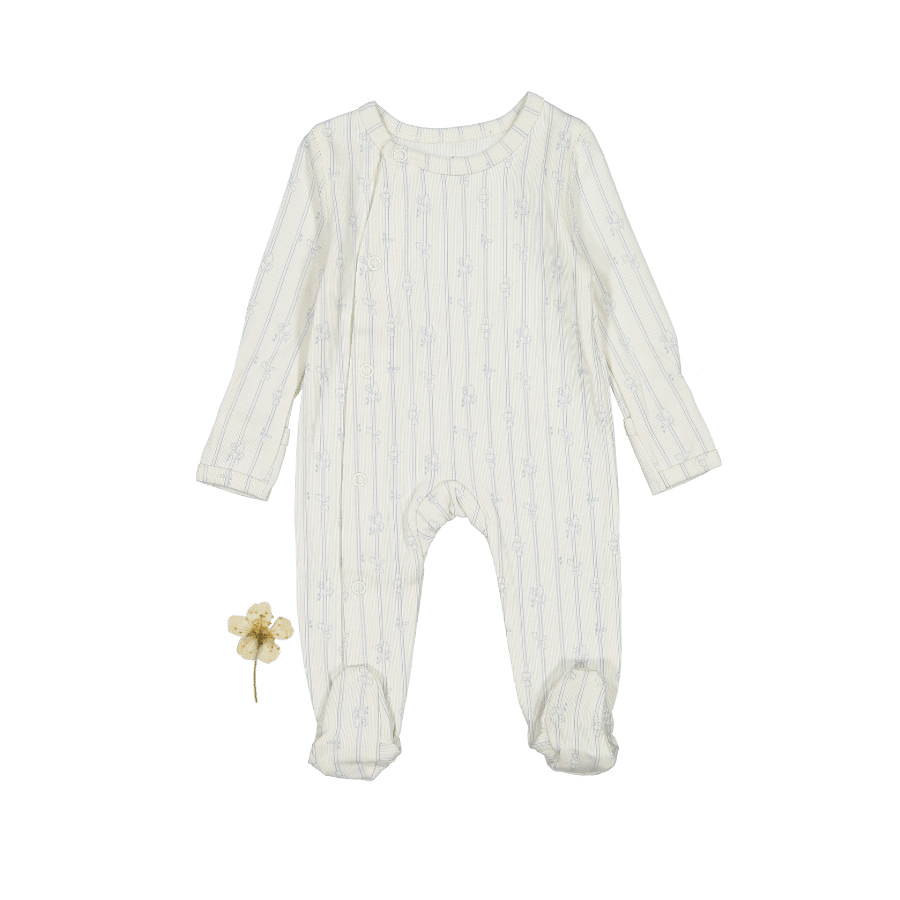 The Printed Snap Romper - Linear Leaf Front Snap Romper Lovely Littles   