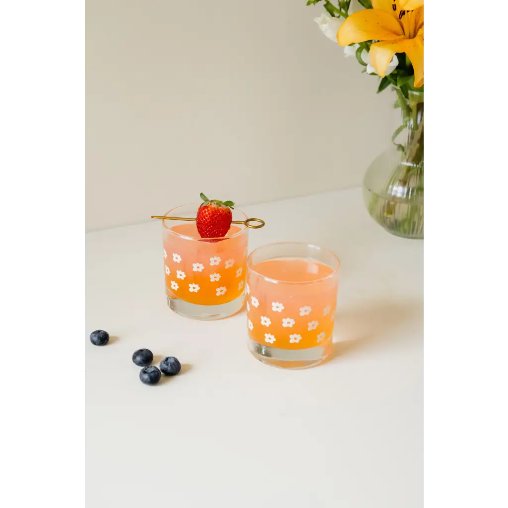 Heavy-based 11oz Checkered Cocktail Glass with Floral Design