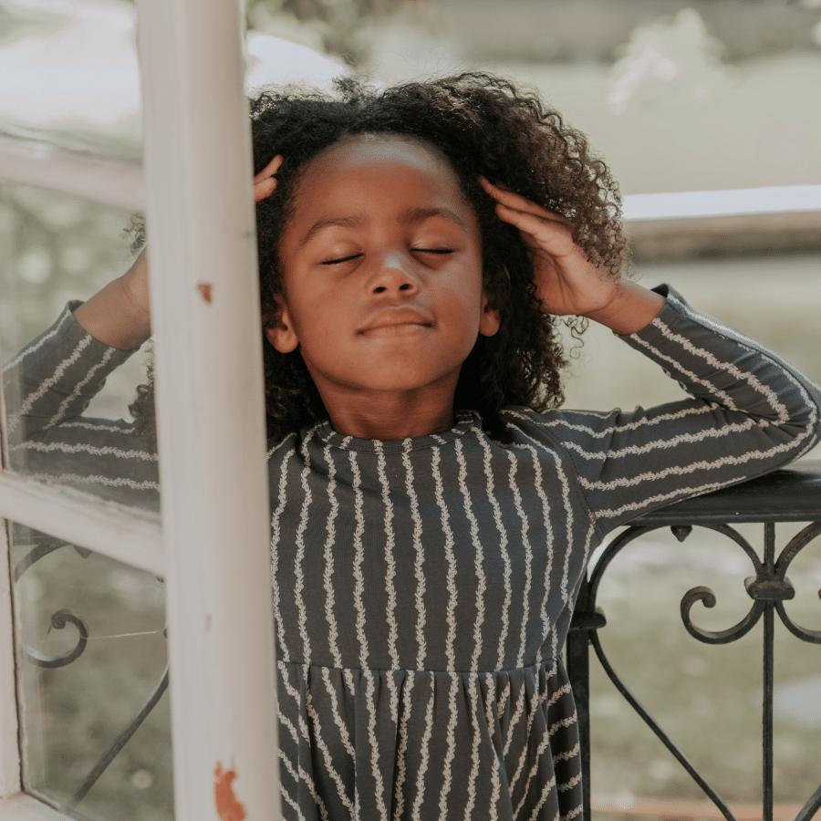 The Printed Long Sleeve Dress -  Linear Stem