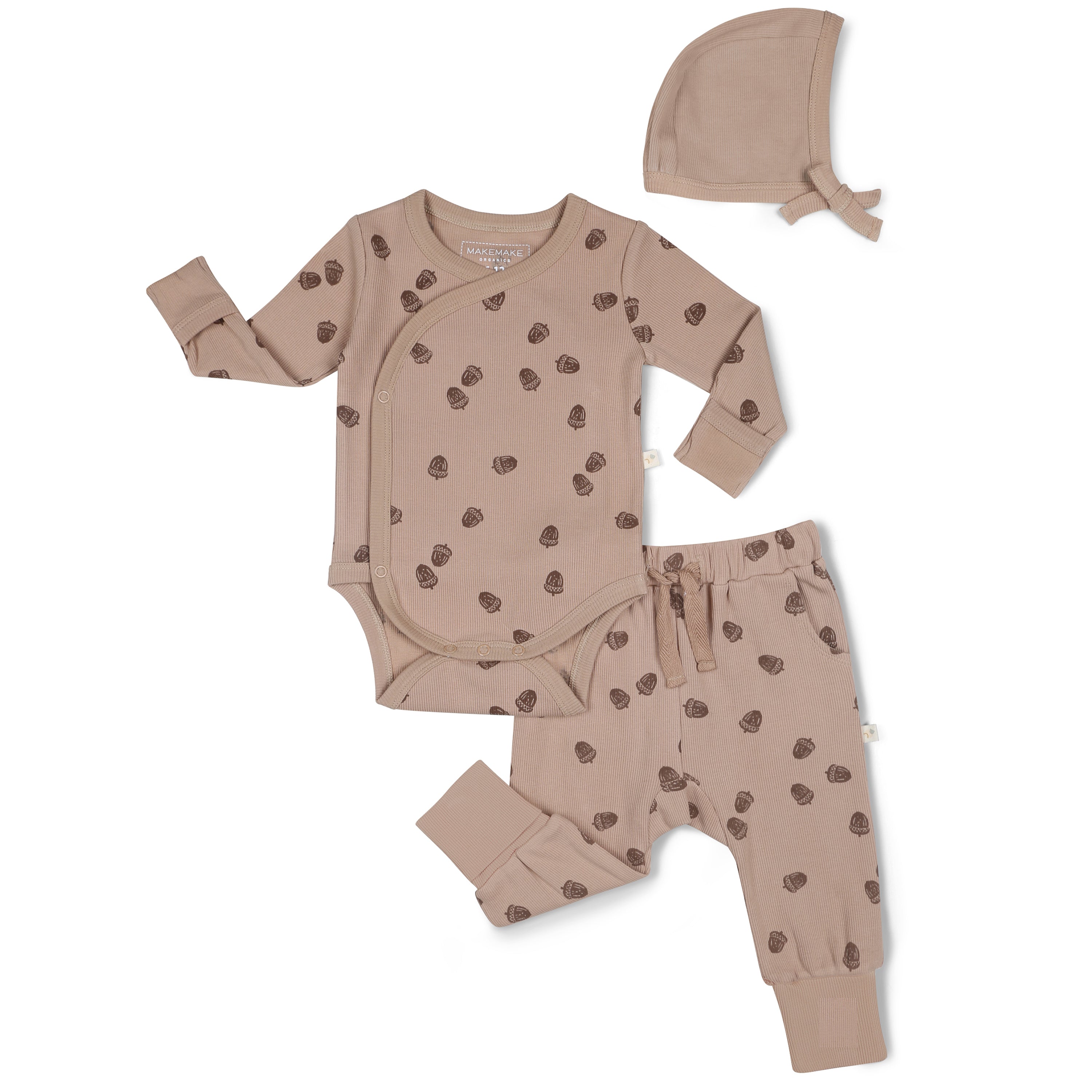 Organic Kimono Onesie & Pants Set - Acorn