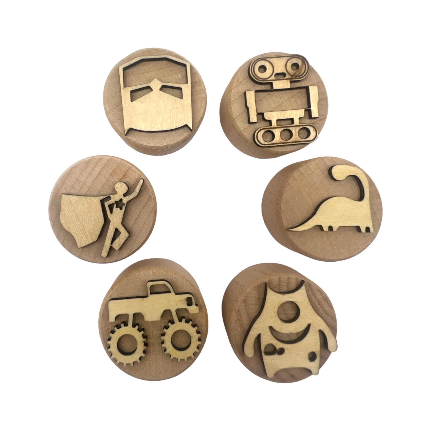 **Pre-order (Ships in 3-4 Weeks)**Wooden Playdough Stampers Set