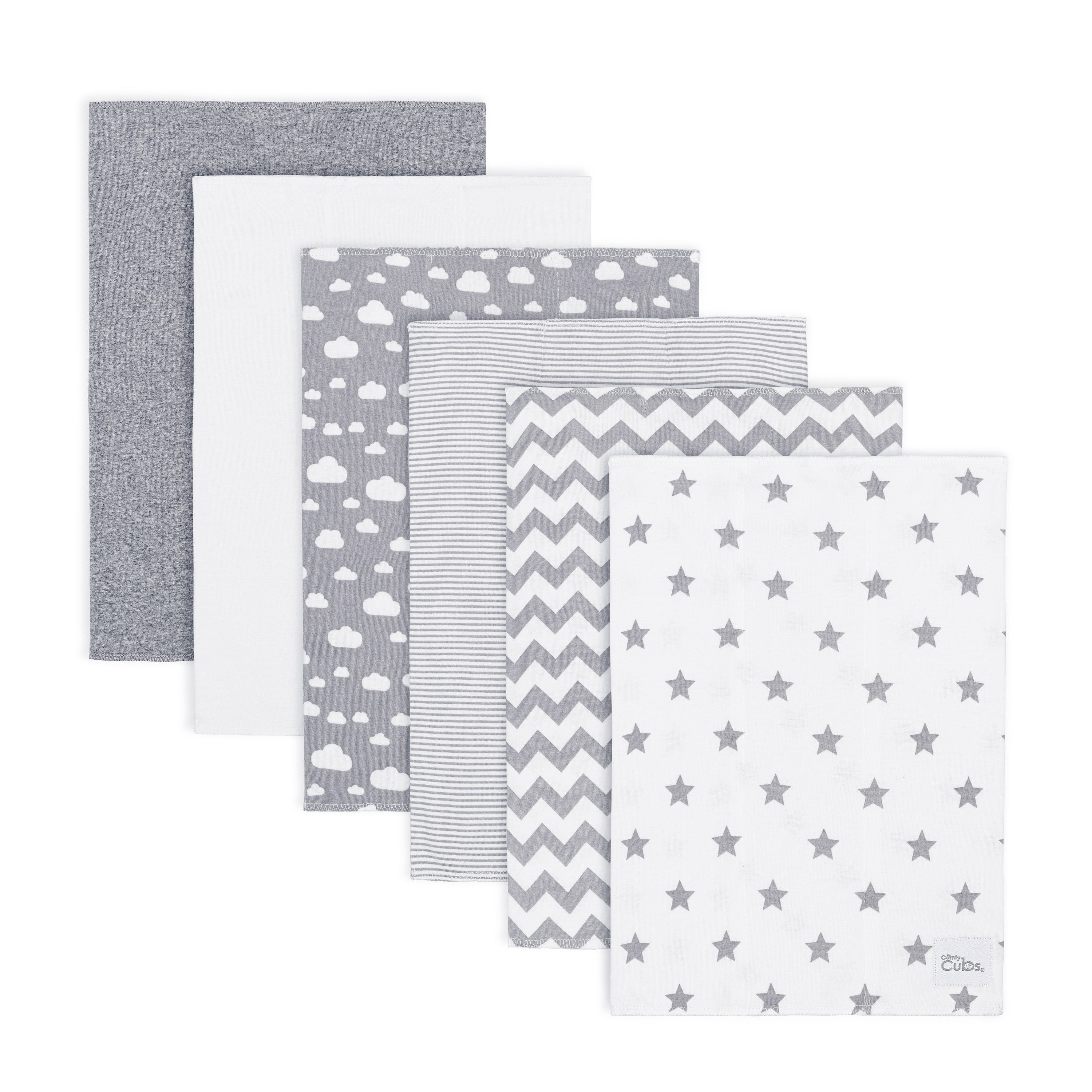 Cotton Burp Cloths by Comfy Cubs - Grey Pattern