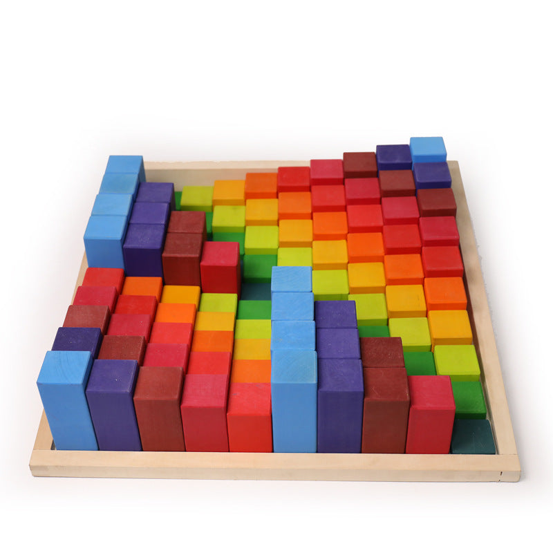 **Pre-order (Ships in 2-3 Weeks)**100 Pcs STAINED Large Stepped Counting Wooden Stacking Blocks