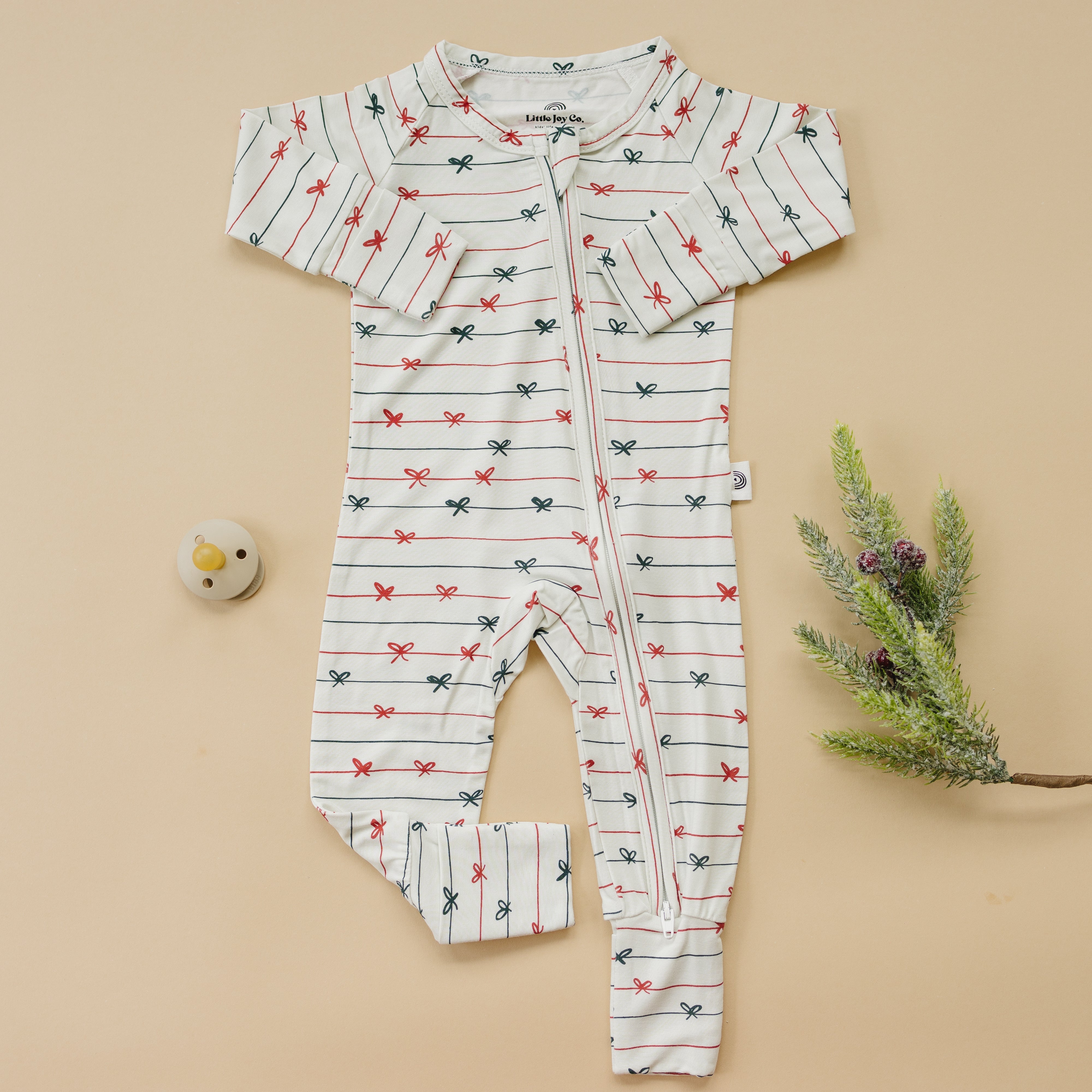 Tied with a Bow Christmas Zippy Romper