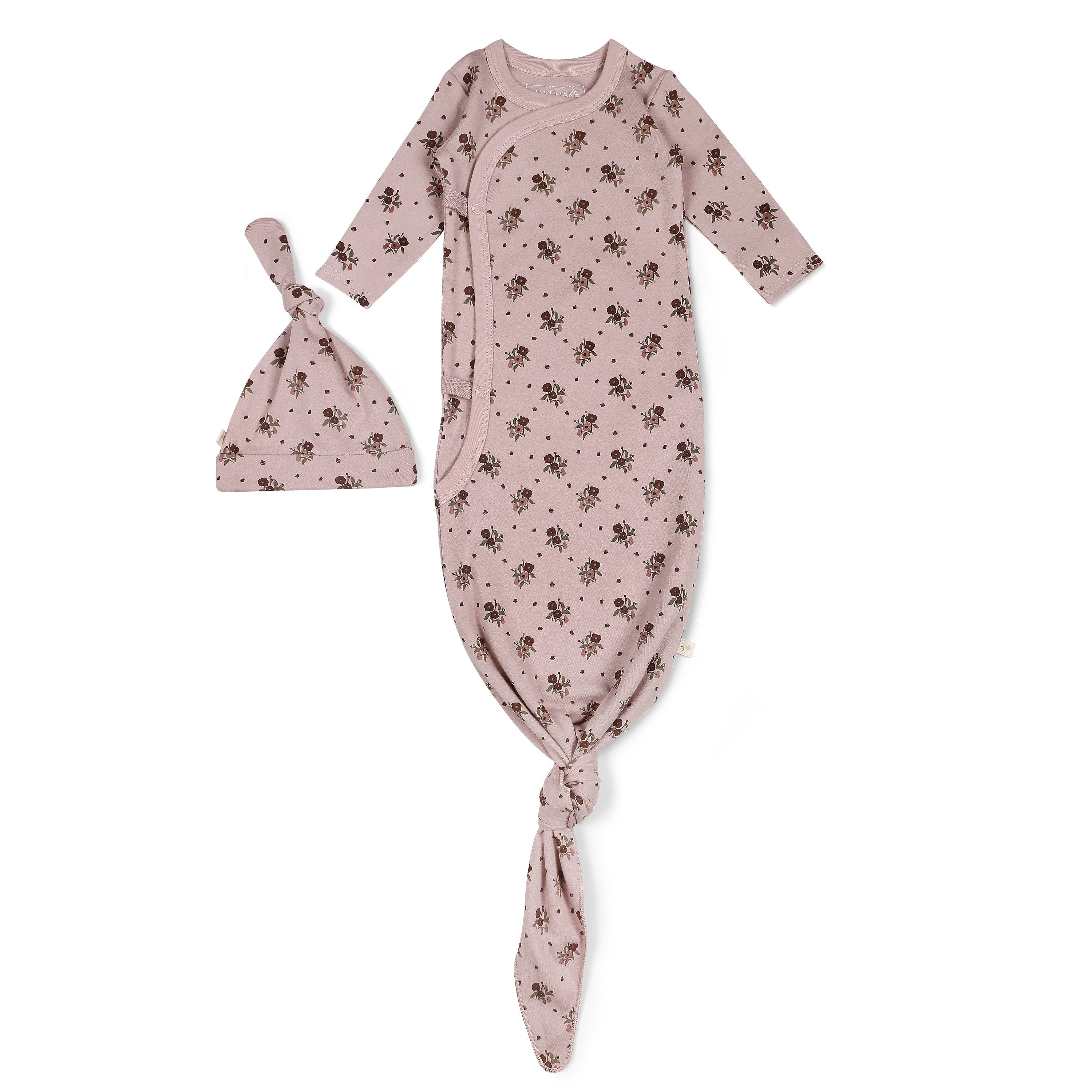 Organic Kimono Knotted Sleep Gown - Rose Ditsy