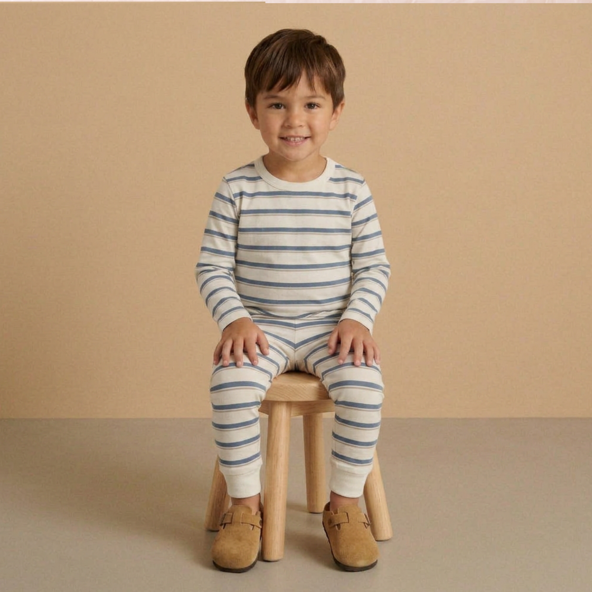 Organic Tee & Pants Set - Navy Stripe