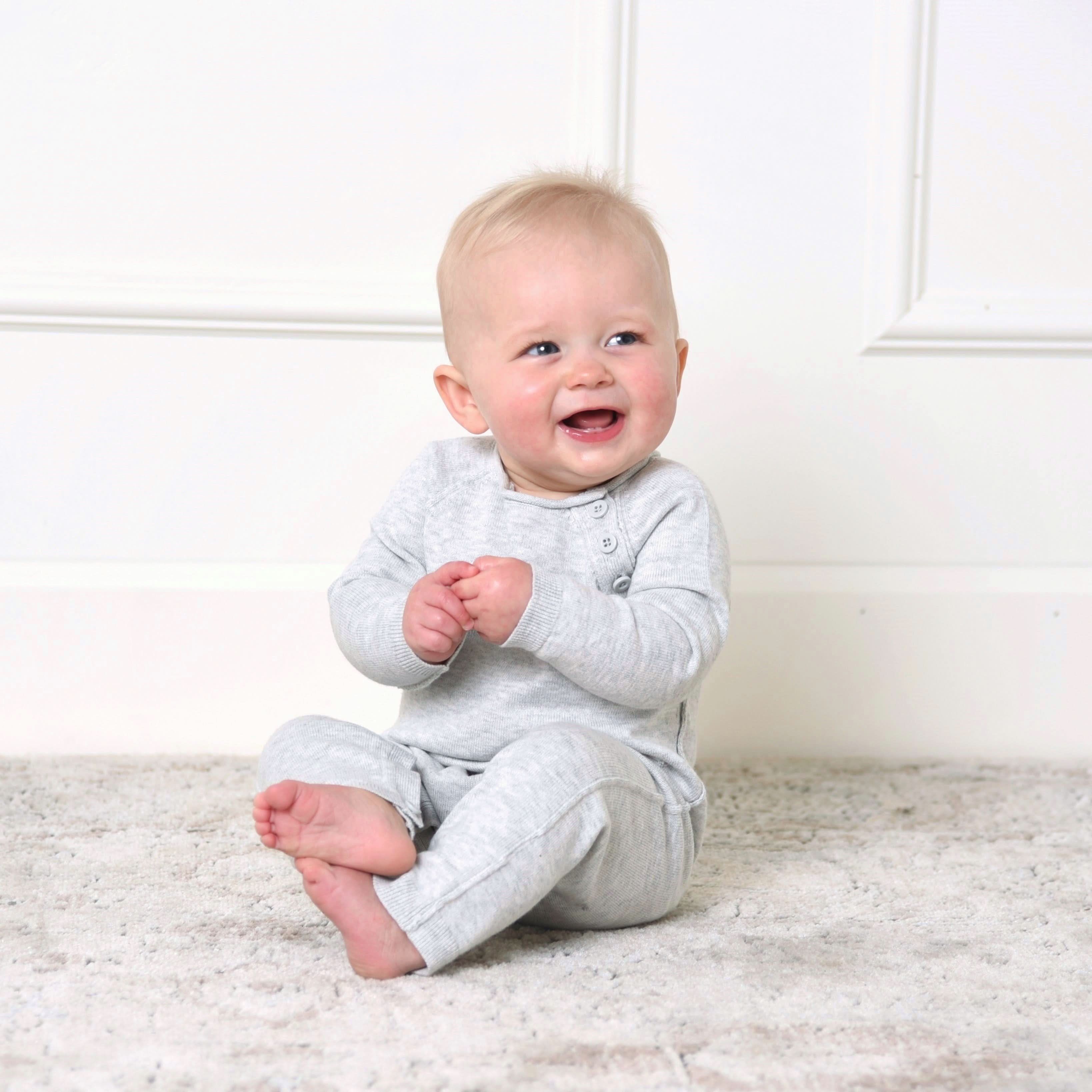 Raglan Knit Romper & Jacquard Blanket Gift Set