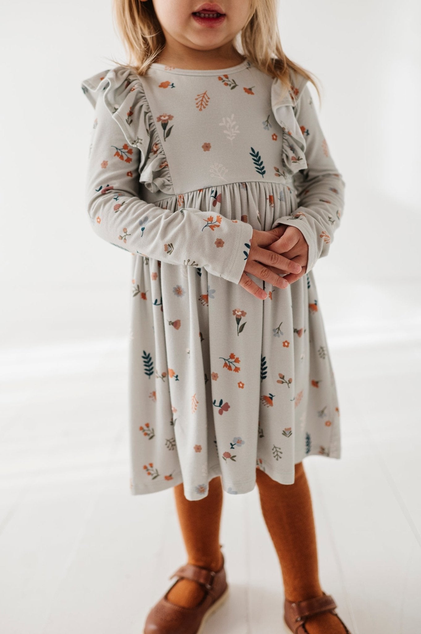 Girl's Long Sleeve Ruffle Dress