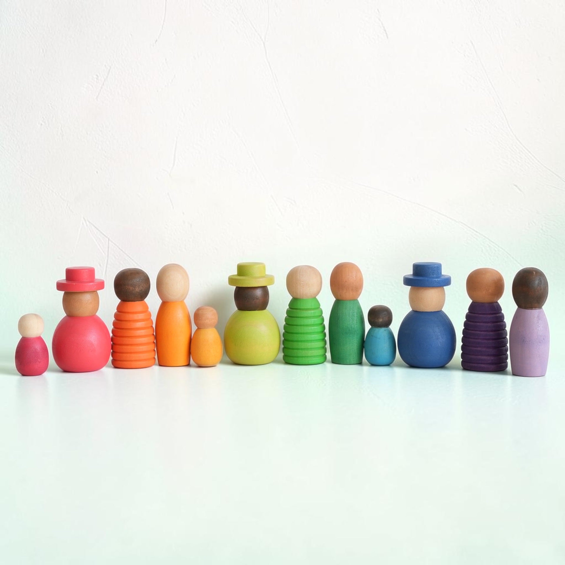 **Pre-order (Ships in 1-2 Weeks)**12 Pcs STAINED Wooden “Together” Peg Dolls Set