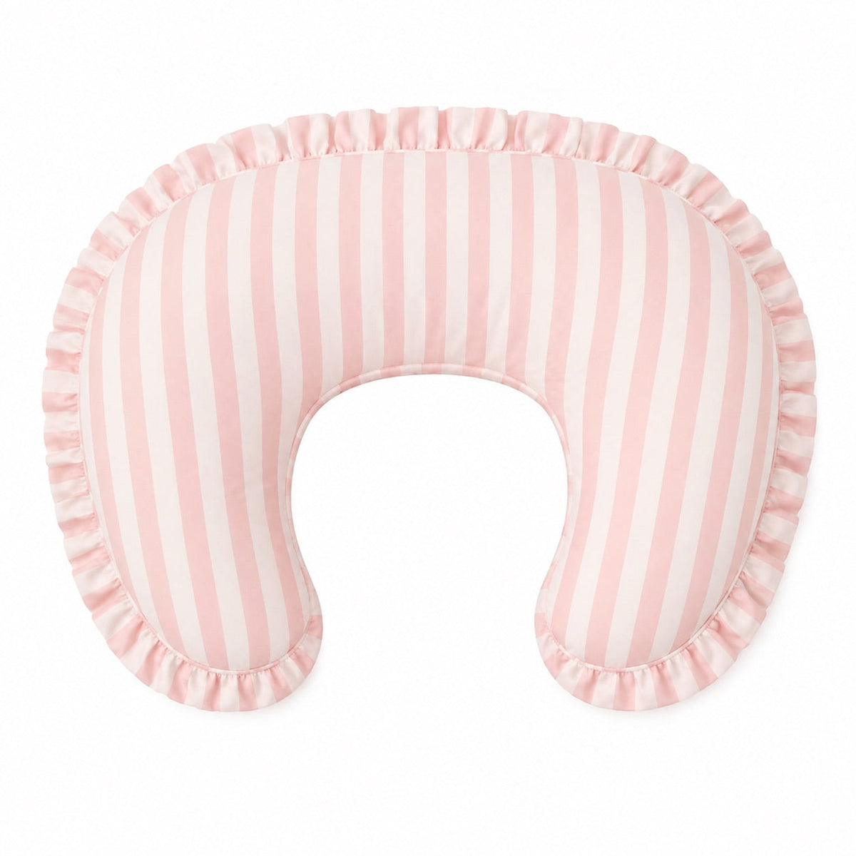 Pink White Stripe Ruffle Nursing Pillow Cover