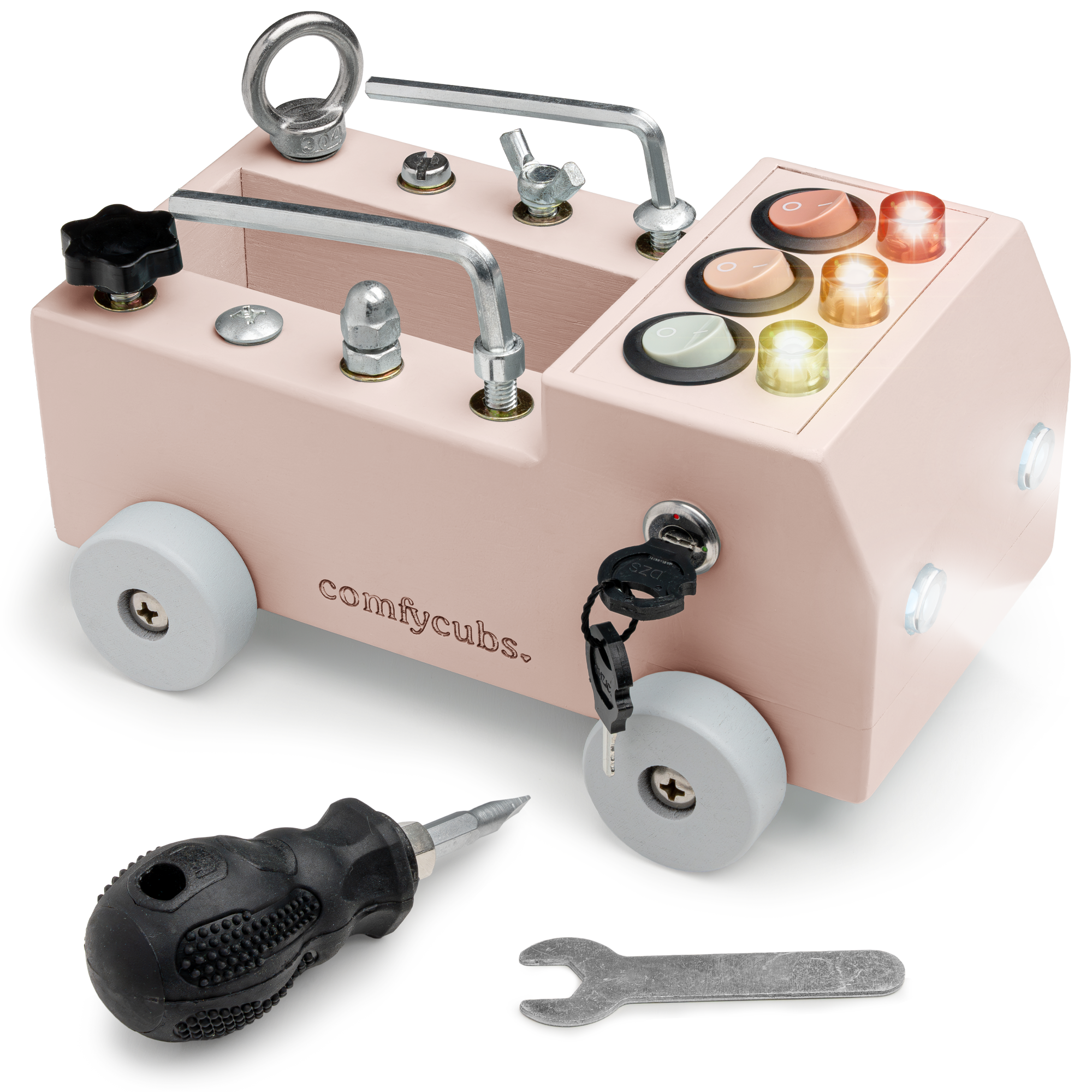 Busy Board Toy Truck Set for 3+ - Blush