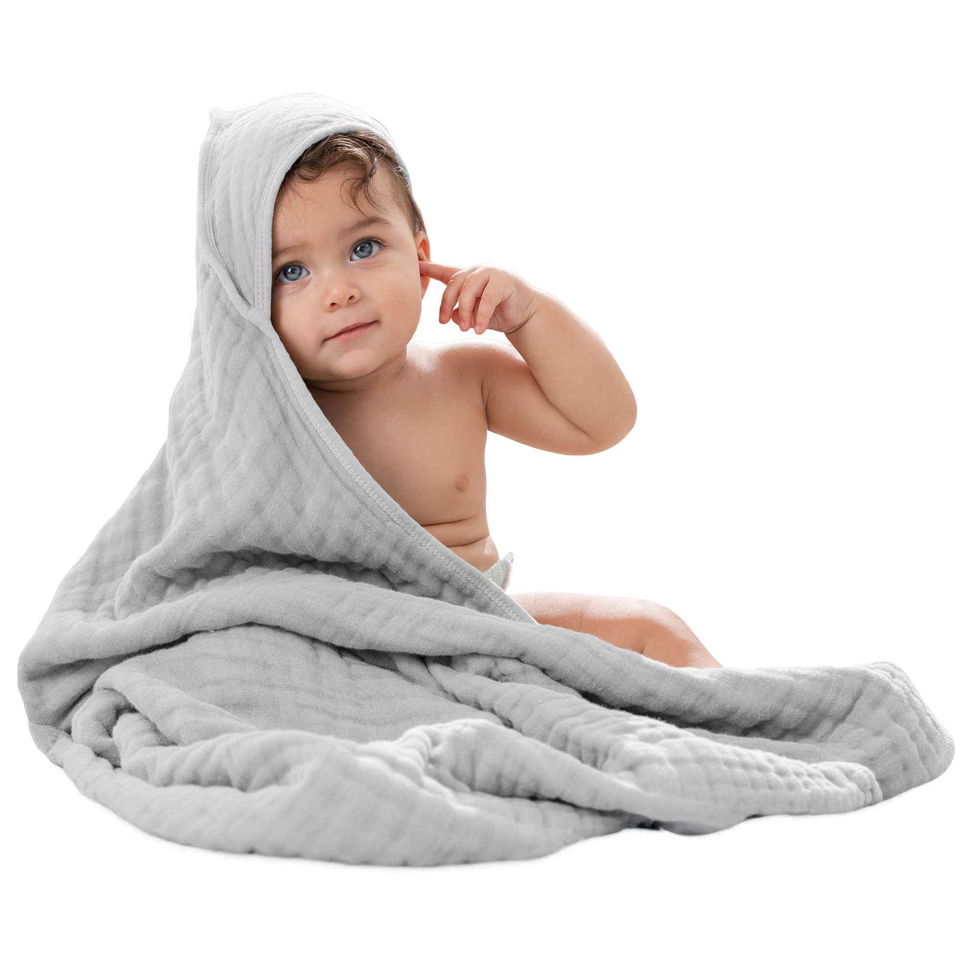 Baby Hooded Towels in Heather Blue