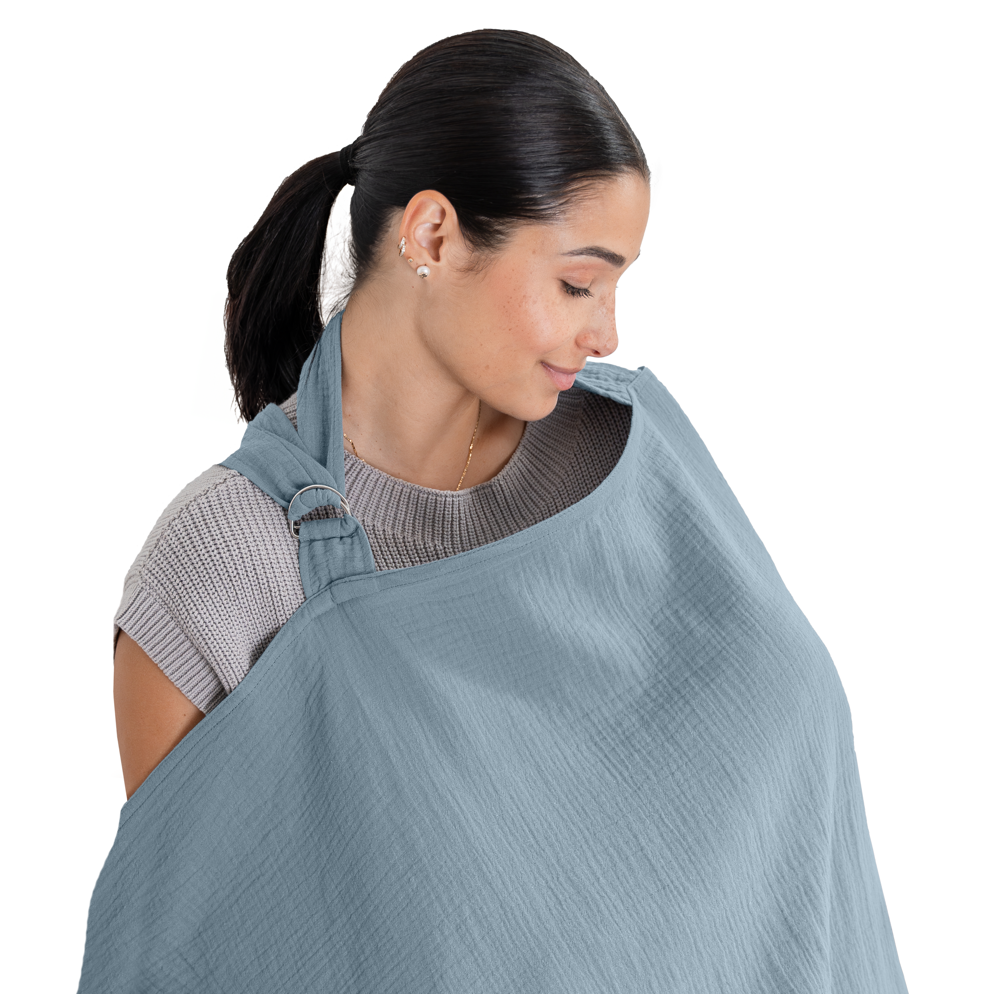 Muslin Nursing Cover by Comfy Cubs - Pacific Blue