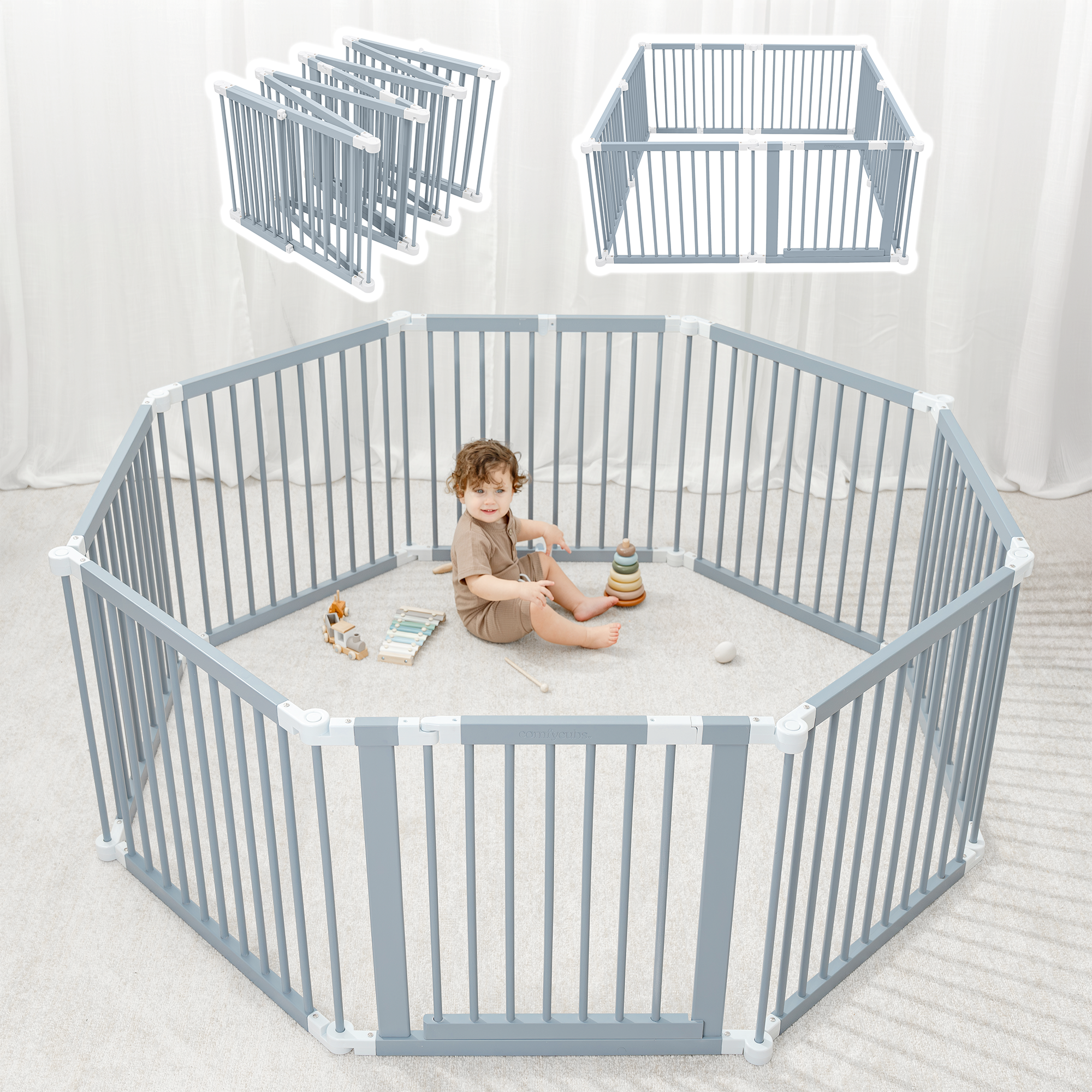 Playpen for Toddler and Babies by Comfy Cubs in Pacific Blue