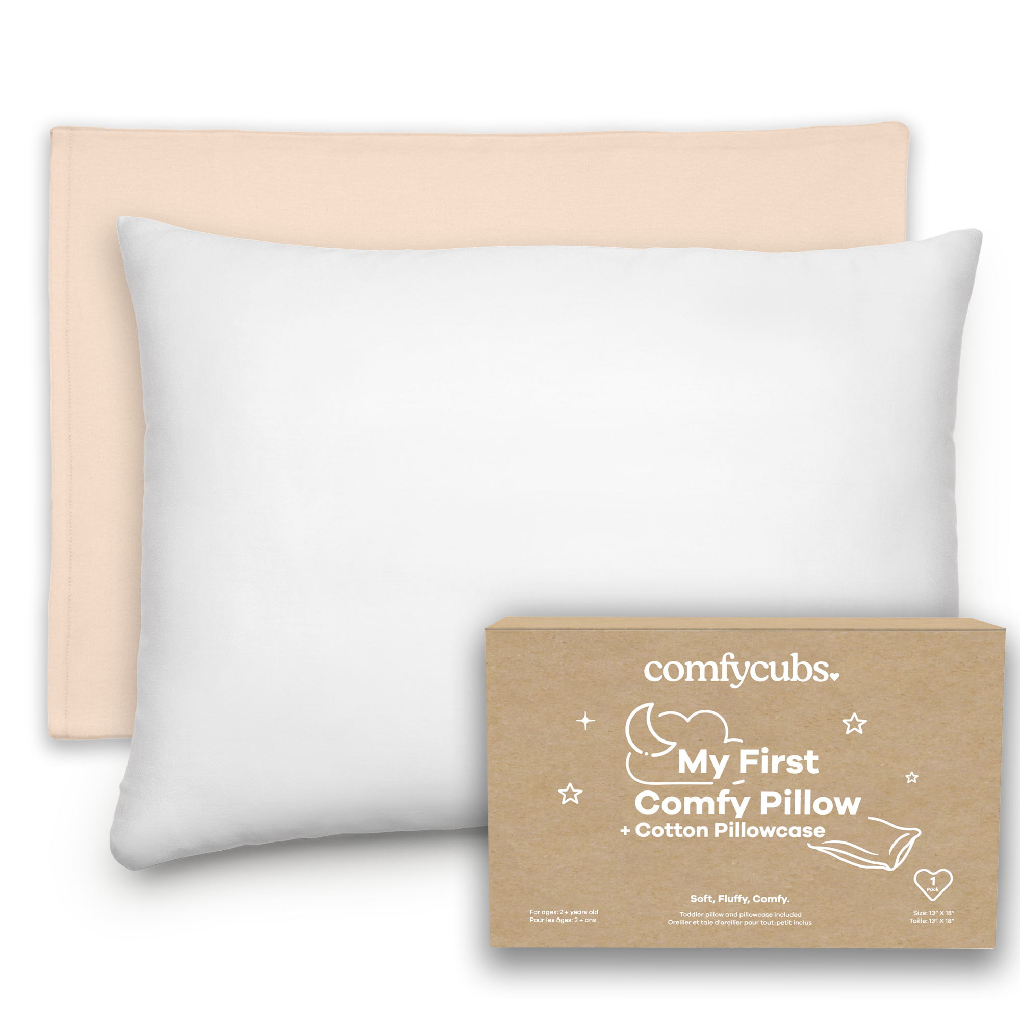Toddler Pillows with Soft Cotton Pillow Case in Cream