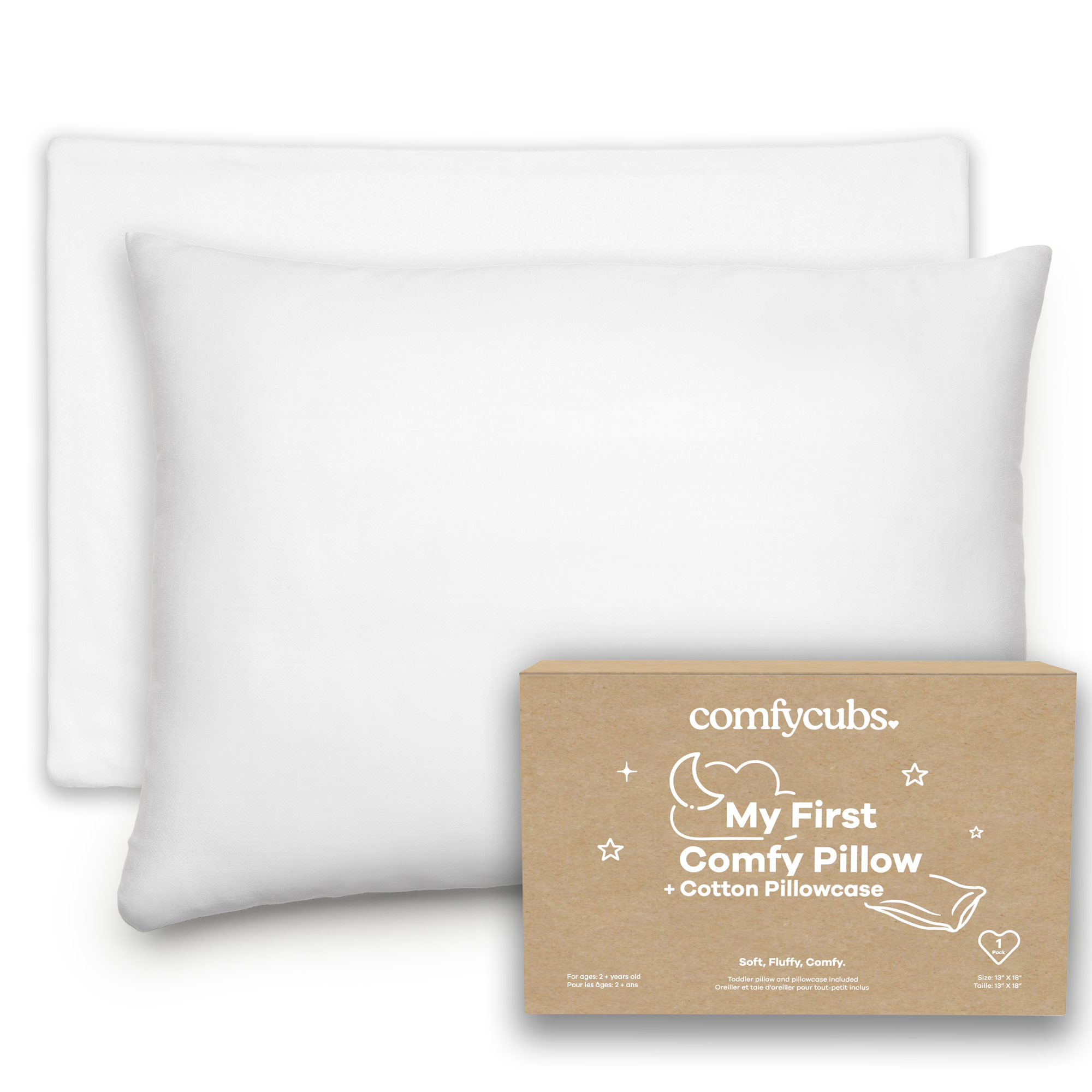Toddler Pillows with Soft Cotton Pillow Case in White