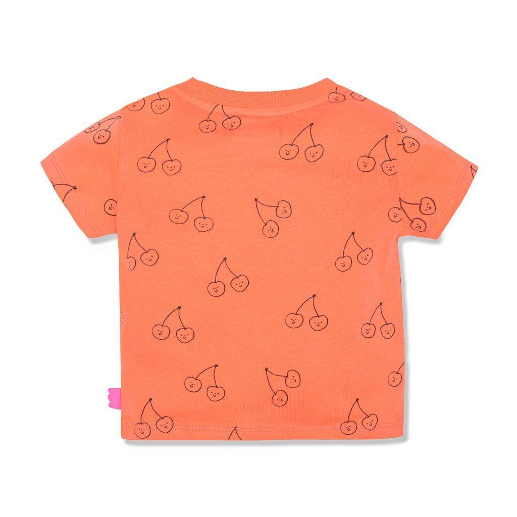 Cherries Baby T-Shirt - Coral - FINAL SALE