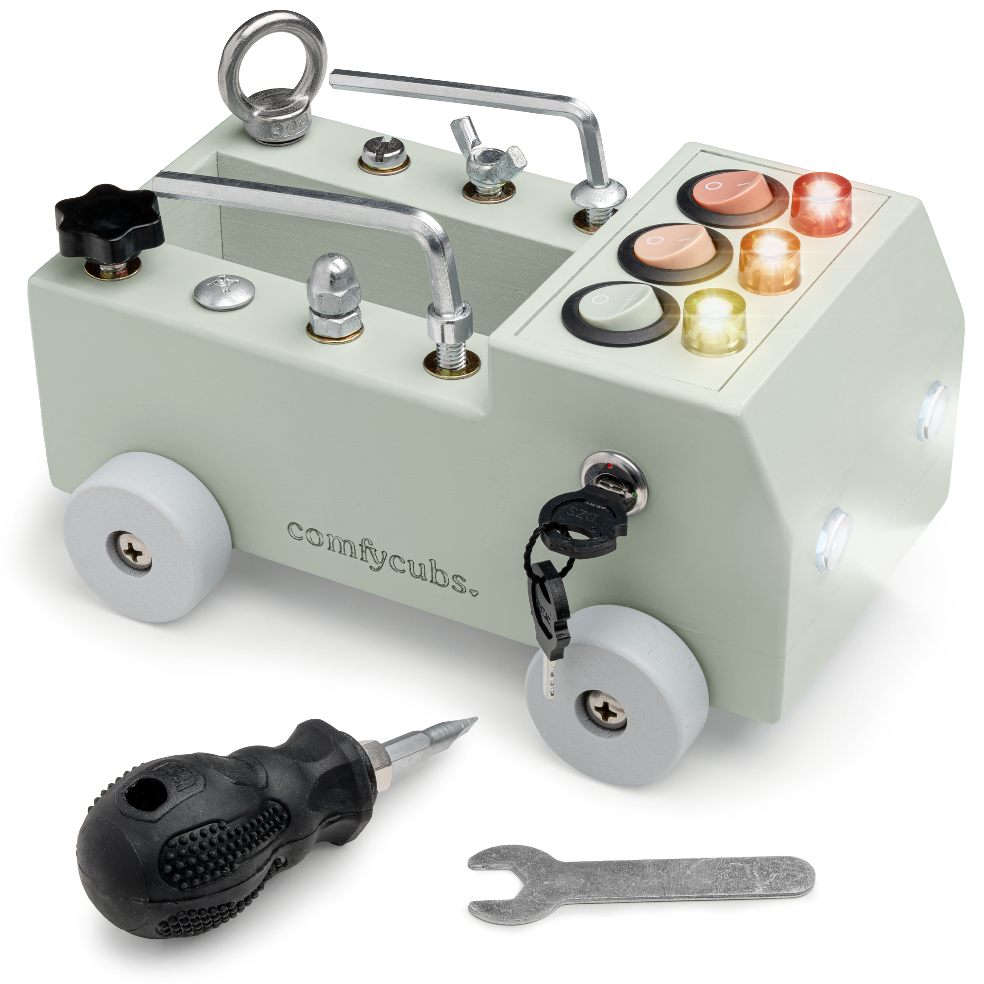 Busy Board Toy Truck Set for 3+ - Sage