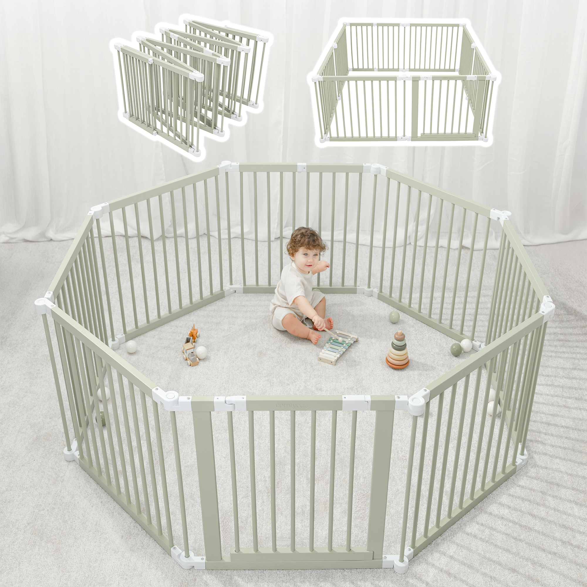 Playpen for Toddler and Babies by Comfy Cubs in Sage