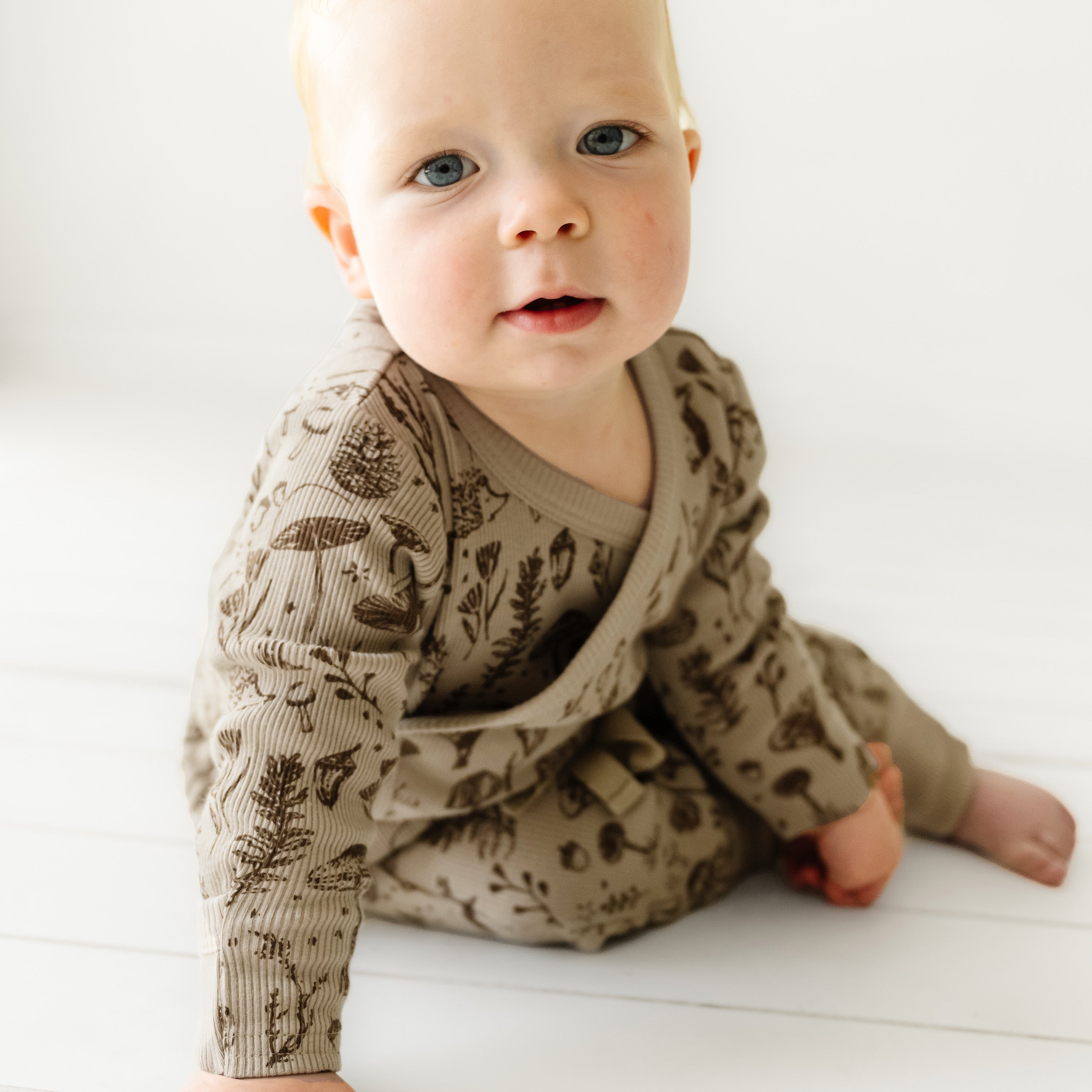 Organic Kimono Onesie & Pants Set - Woodland