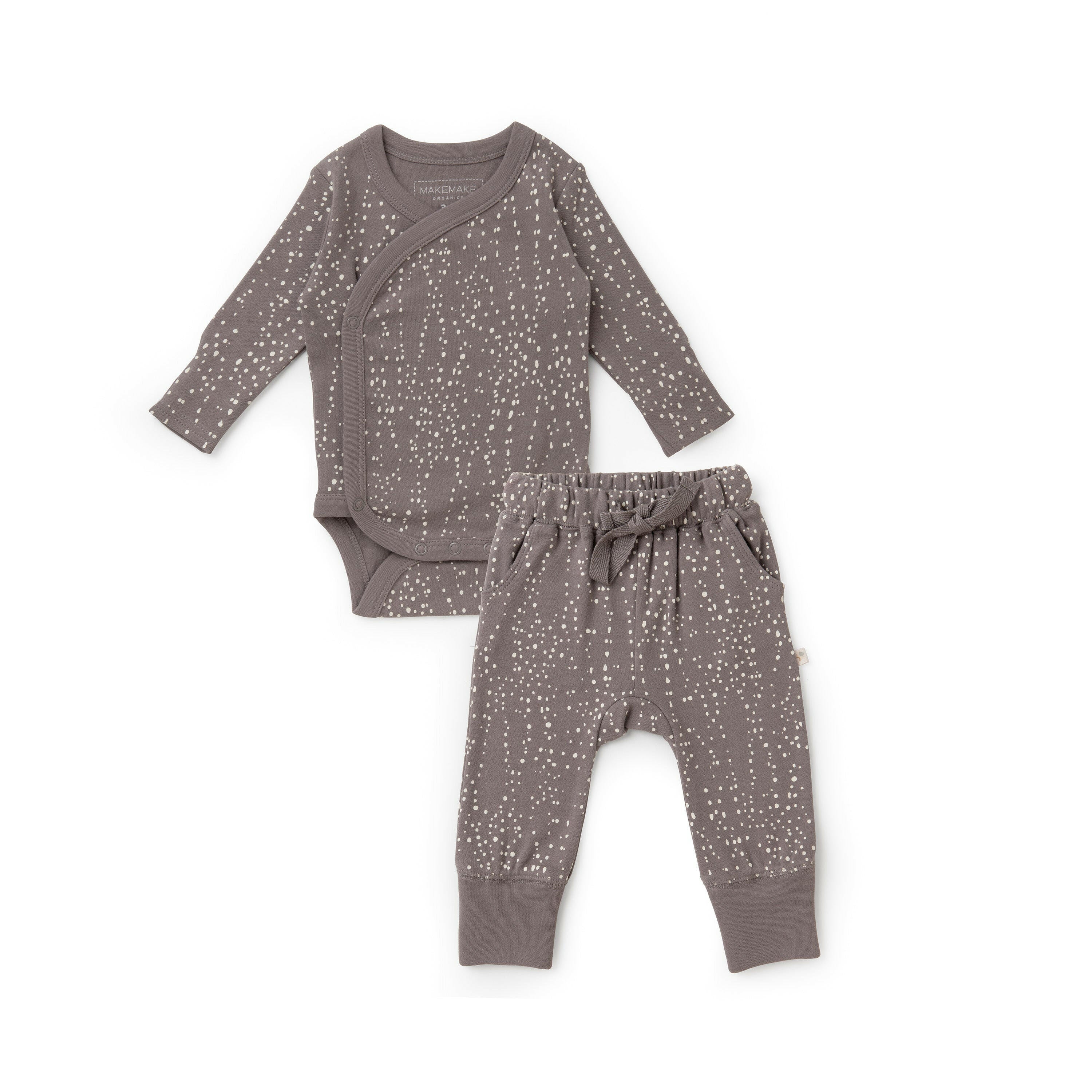 Organic Baby Onesie & Pants Outfit - Speckle Kimono Pant Set Makemake Organics   