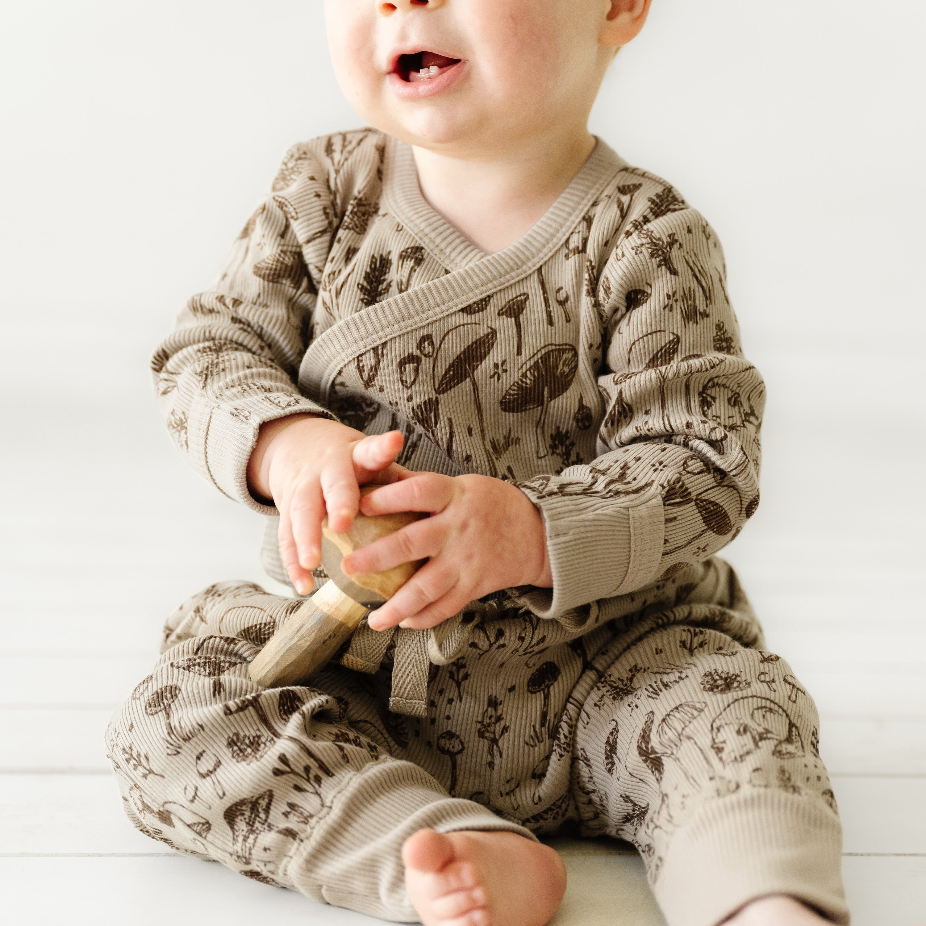 Organic Kimono Onesie & Pants Set - Woodland