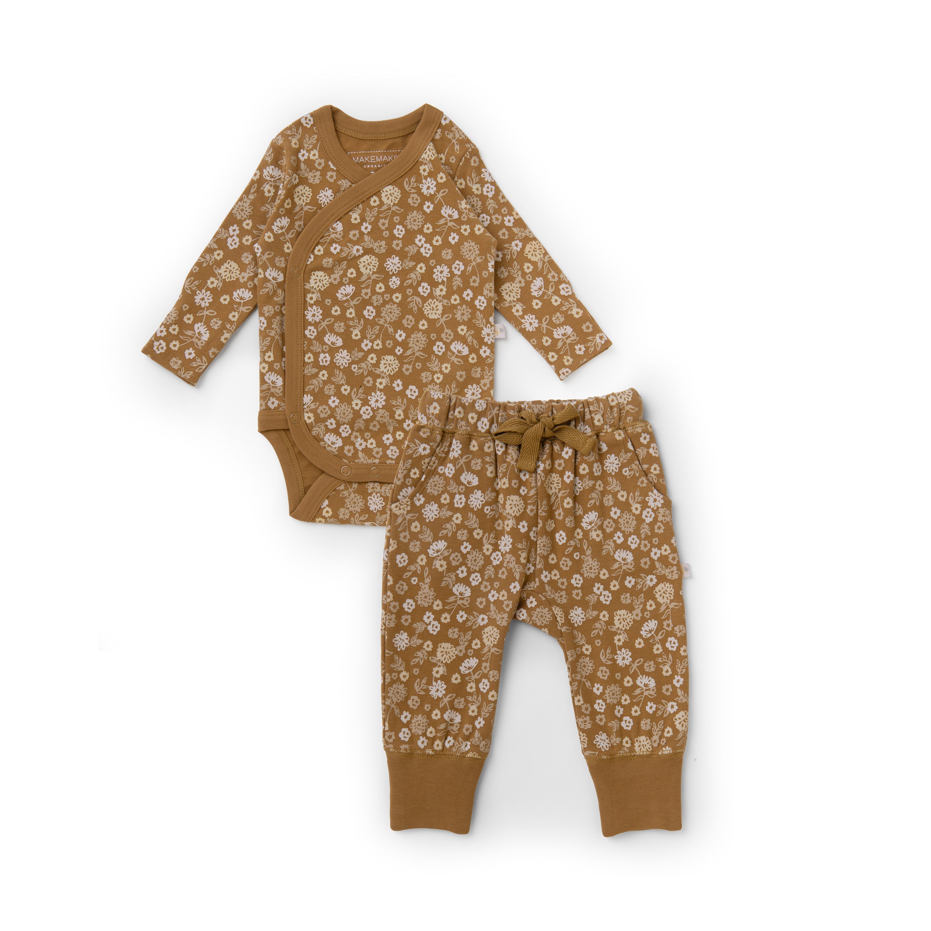 Organic Baby Onesie & Pants Outfit - Wildflower Kimono Pant Set Makemake Organics   