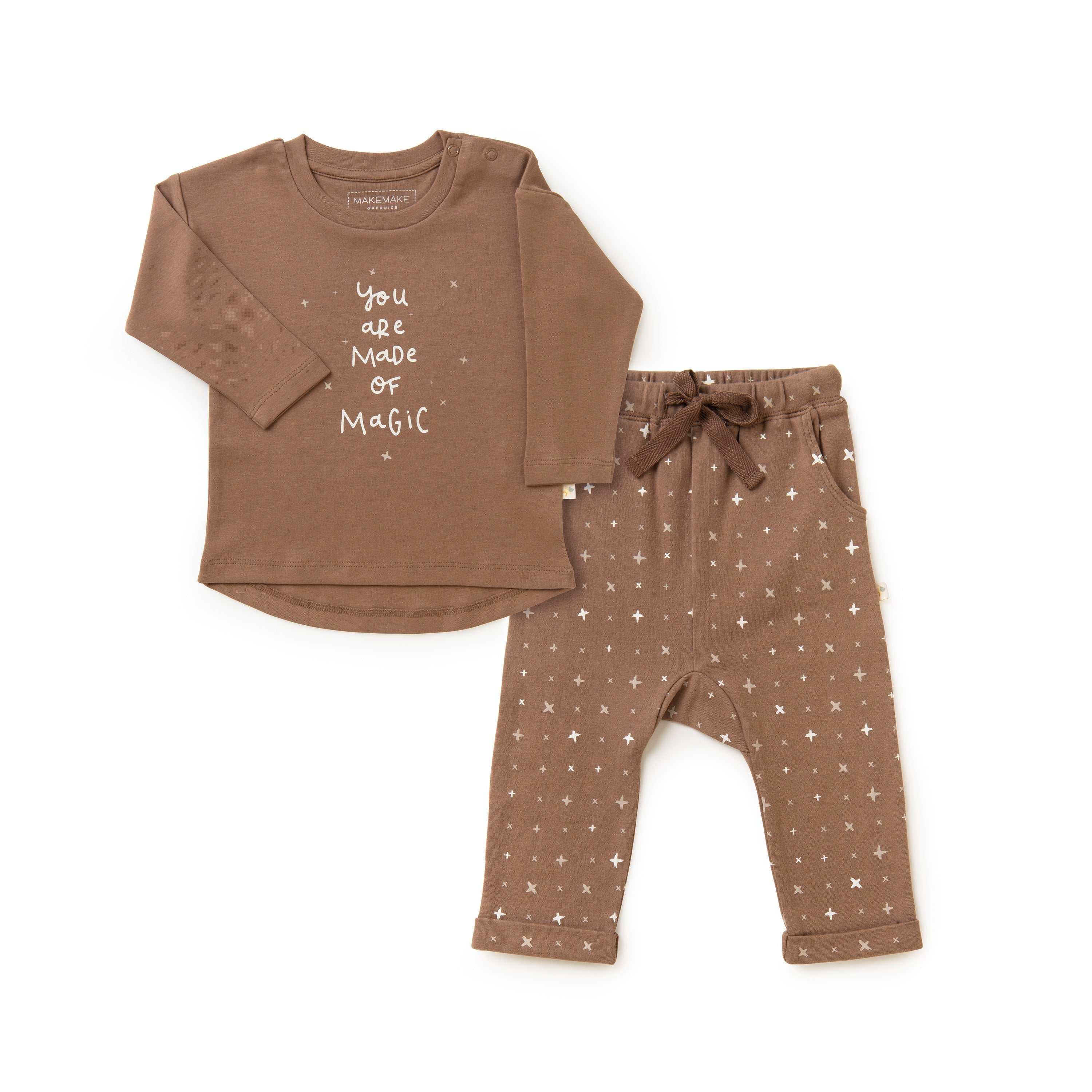 Organic Kids T-Shirt & Pant Set - Magic Tee & Pant Set Makemake Organics   