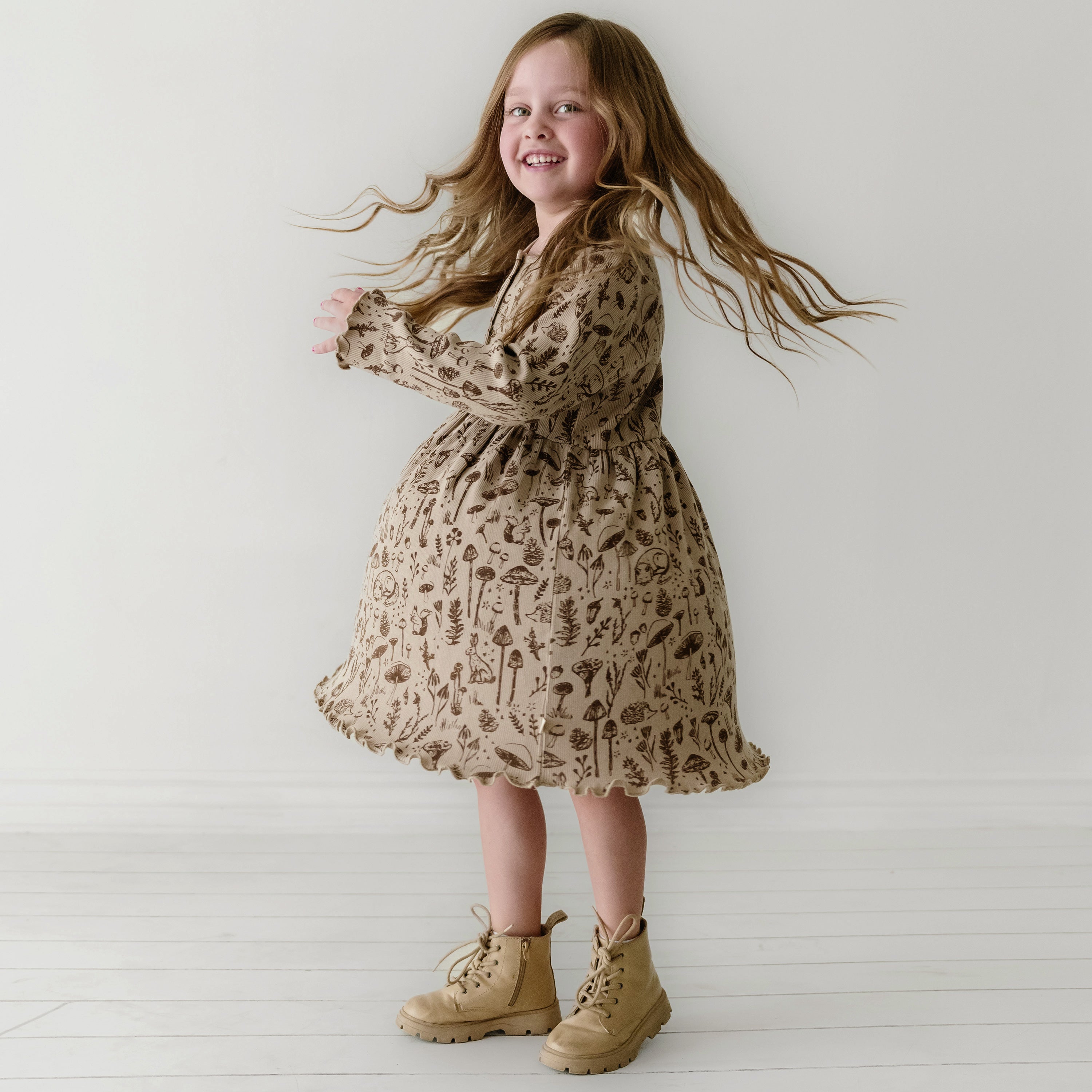 Organic Girls Twirl Dress - Woodland Twirl Dress Makemake Organics   