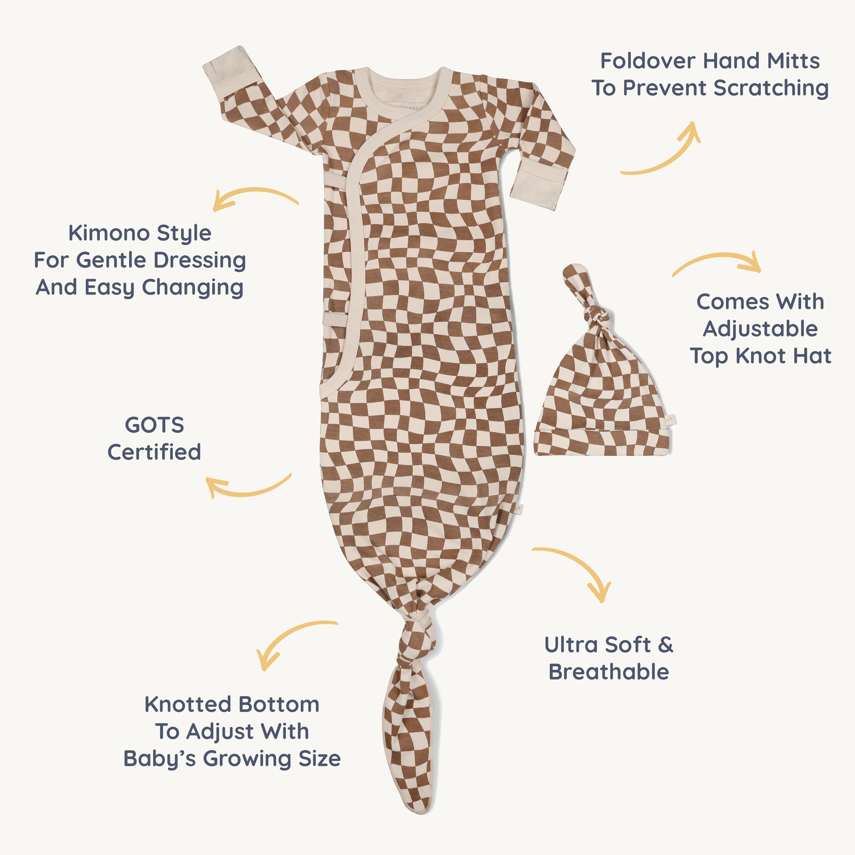 Organic Kimono Knotted Sleep Gown - Groovy