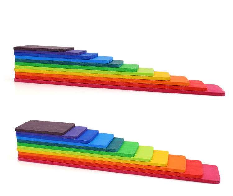 **Pre-order (Ships in 2-3 Weeks)**11 Pcs Wooden Rainbow Rectangular Building Boards in Primary Colors
