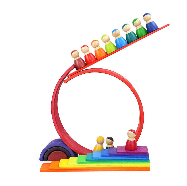 **Pre-order (Ships in 2-3 Weeks)**11 Pcs Wooden Rainbow Rectangular Building Boards in Primary Colors