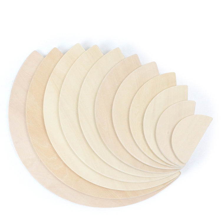**Pre-order (Ships in 2-3 Weeks)**11-Piece Large Wooden Rainbow Stacking Semi-Circle Building Board Set – Natural Colors