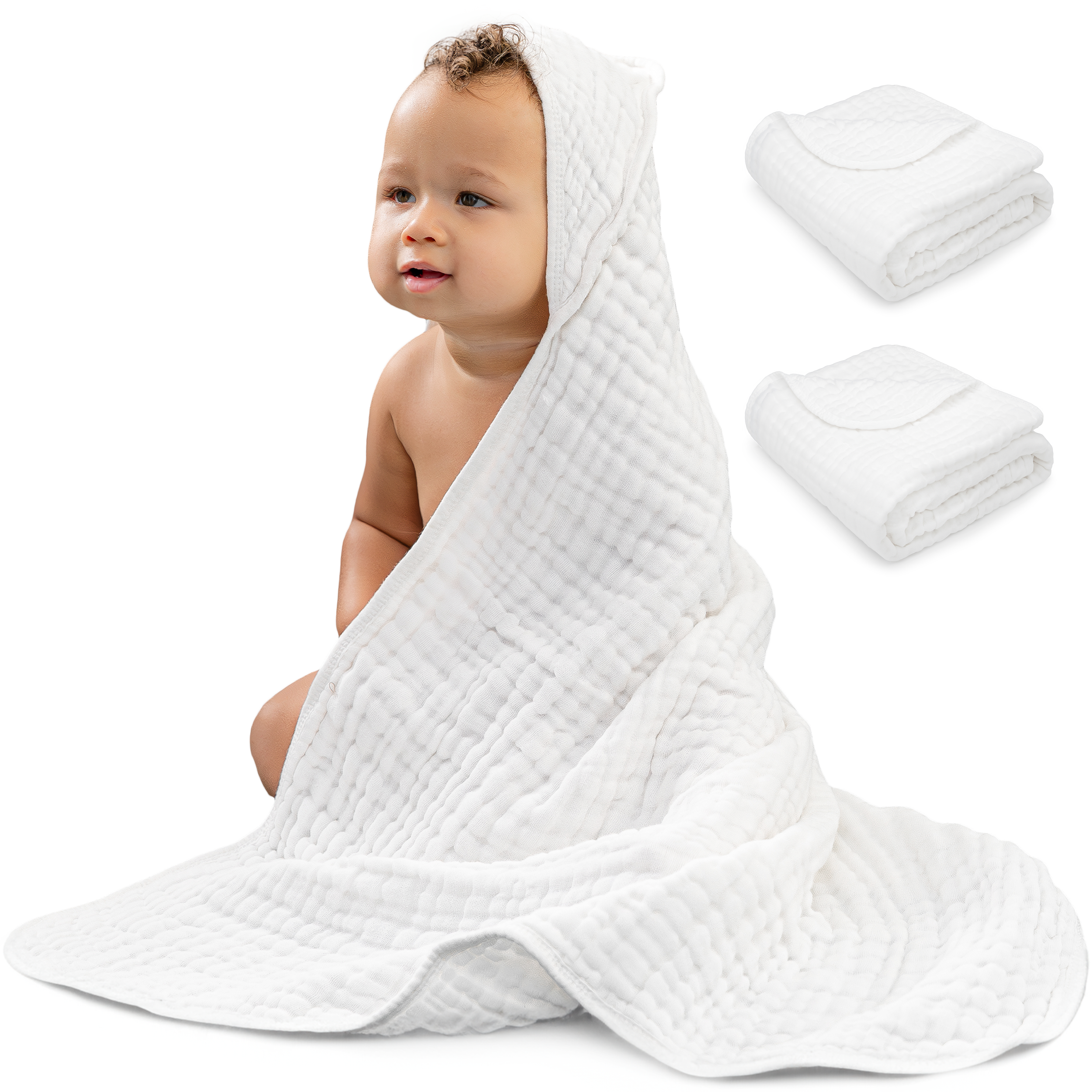Baby Hooded Towels by Comfy Cubs - White