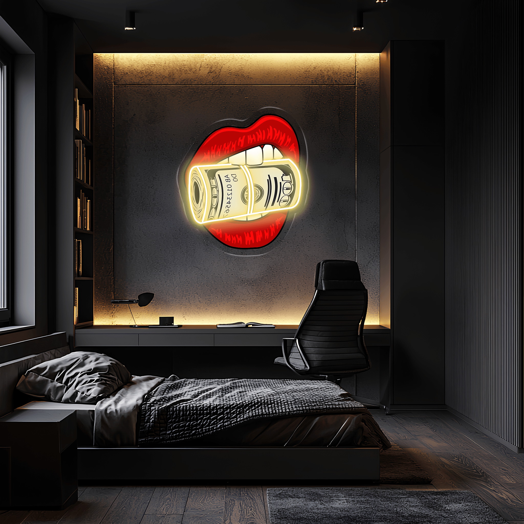 Kiss Dollars Plexiglass Neon Art, Dollars Neon Sign, Neon Light Sign, Neon Wall Art, Neon Sign, Neon Light Sign, Neon Gifts, Gamer Gifts