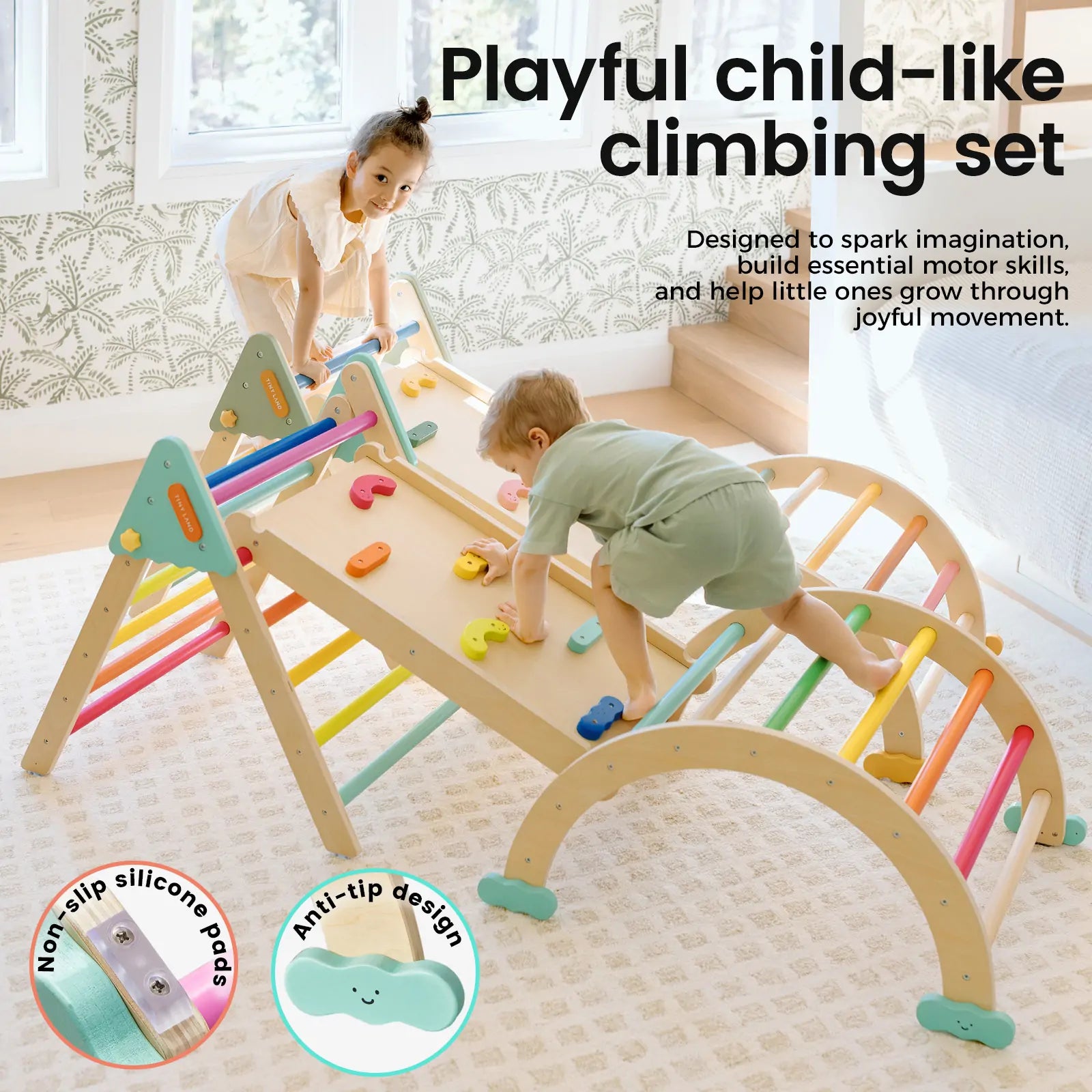Tiny Land® 7-in-1 Rainbow Pikler Triangle Set