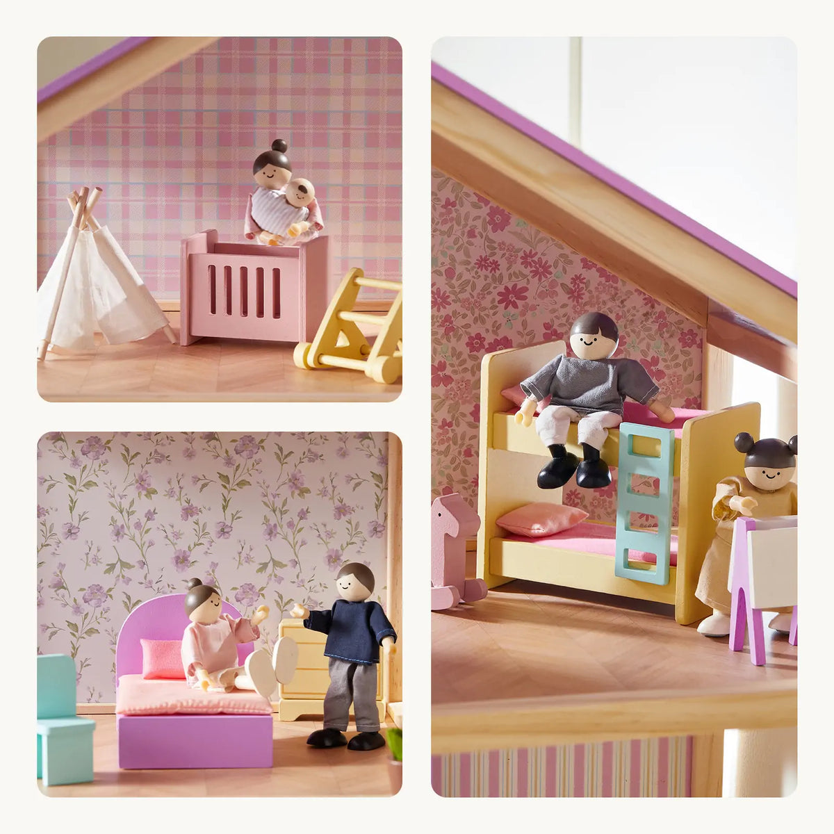Tiny Land® Sweetwood Unicorn Dollhouse & Wooden Dollhouse Dolls
