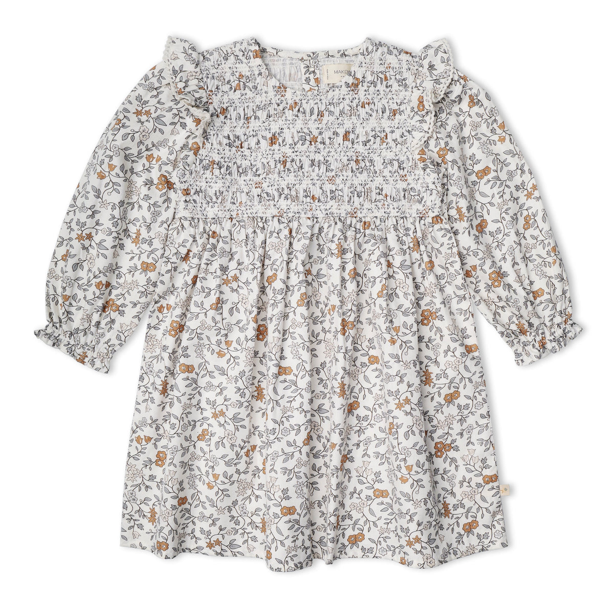 Organic Smocked Ruffle Dress - Ivy