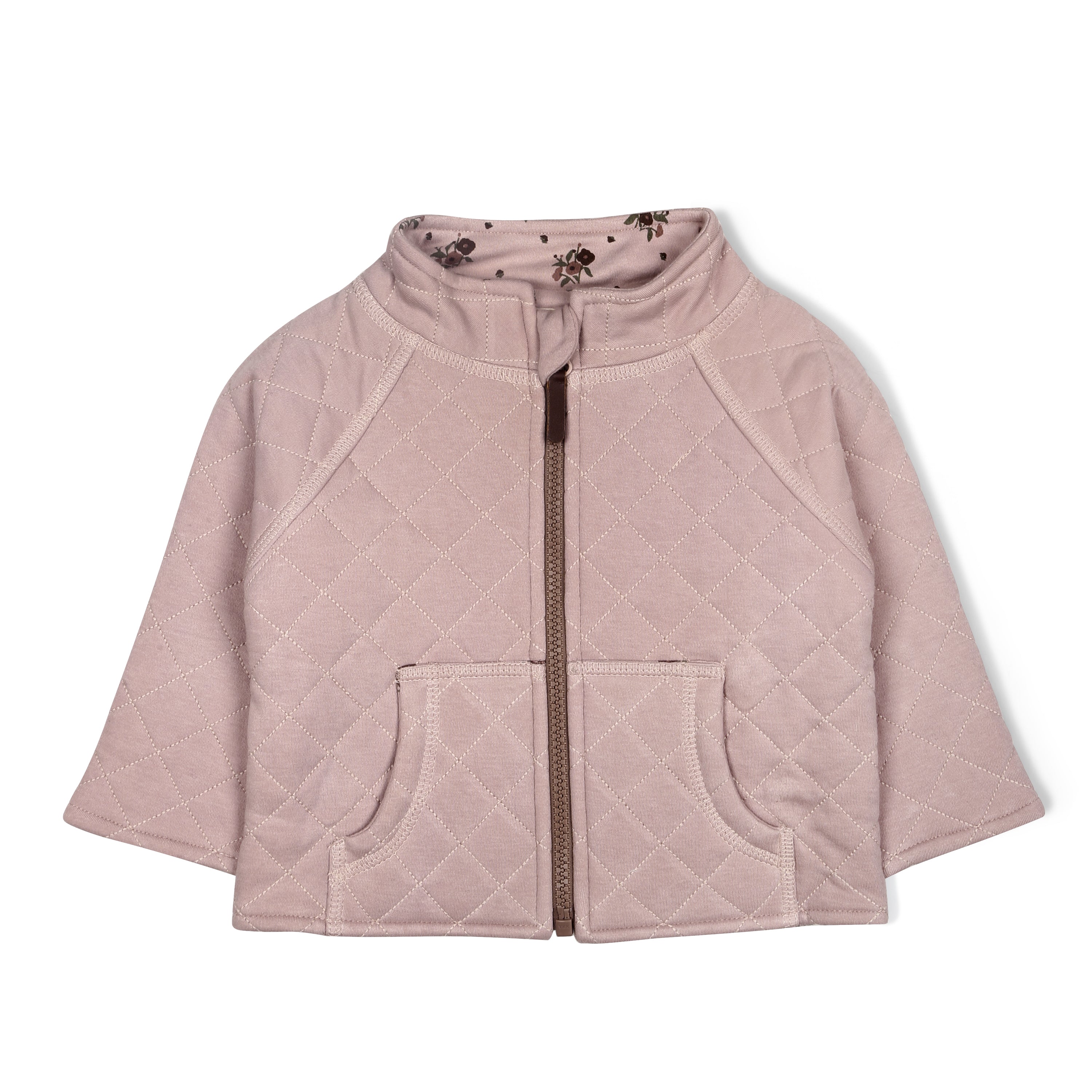 Organic Quilted Zipper Jacket - Rose