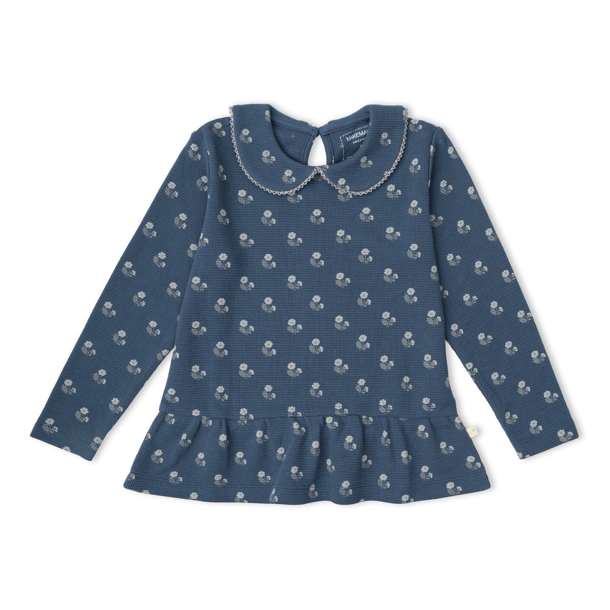 Organic Collar Peplum Top Set of 2 - Indigo Blossom + Navy