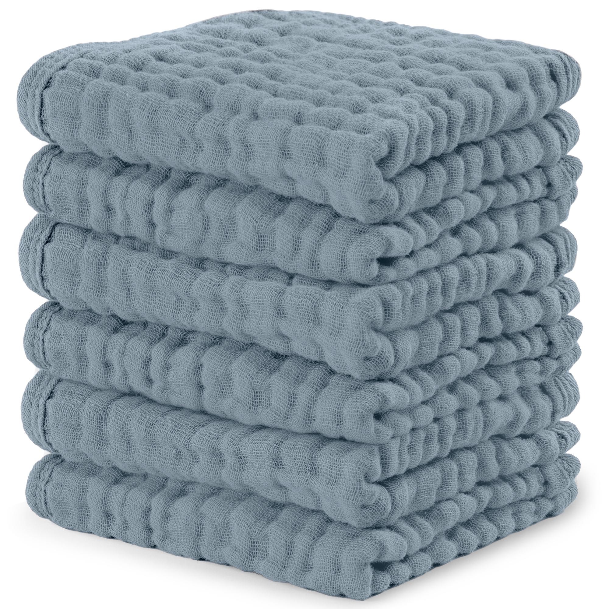 Muslin Washcloths in Pacific Blue