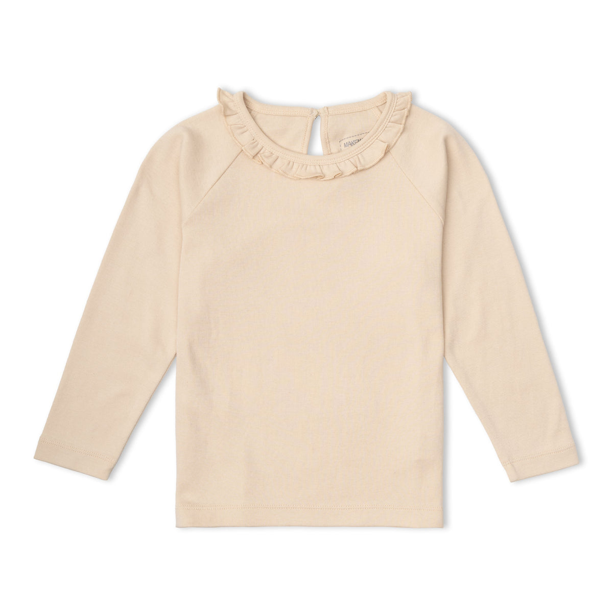 Organic Ruffle Neck Top - Oat
