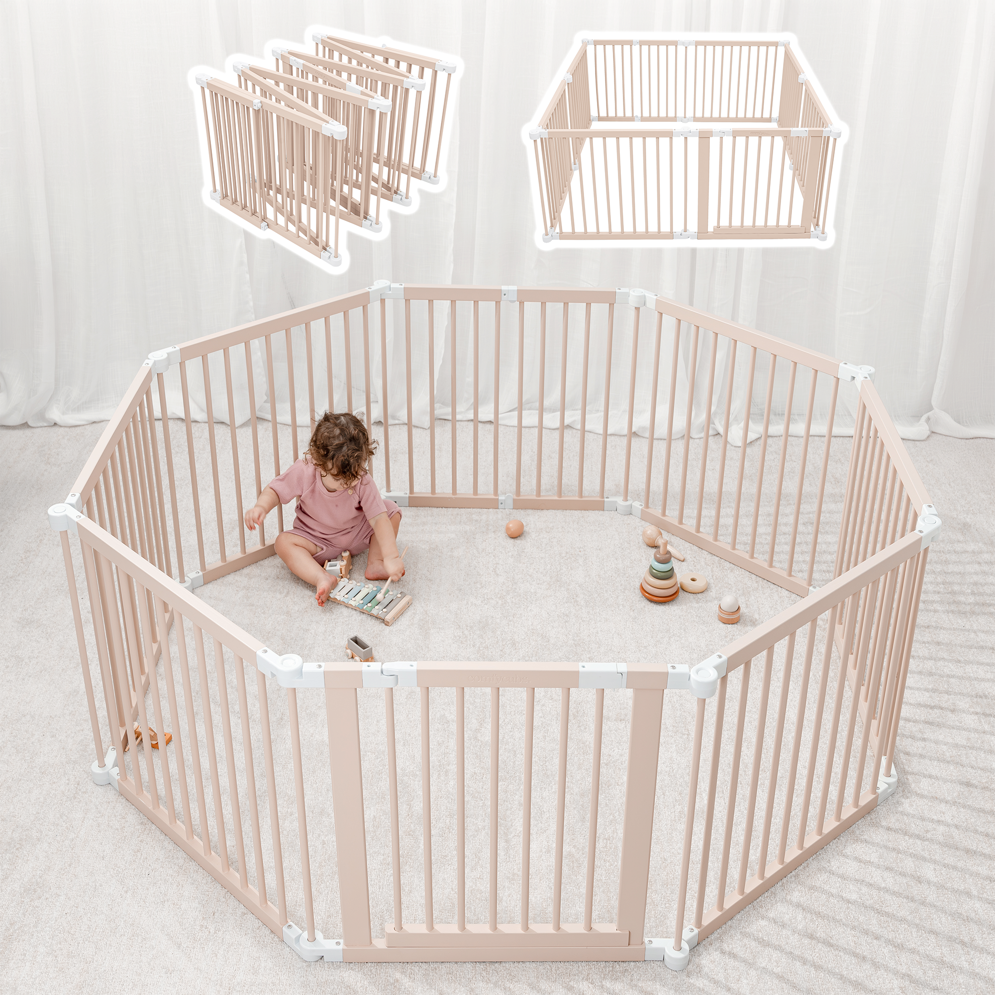 Playpen for Toddler and Babies by Comfy Cubs in Blush