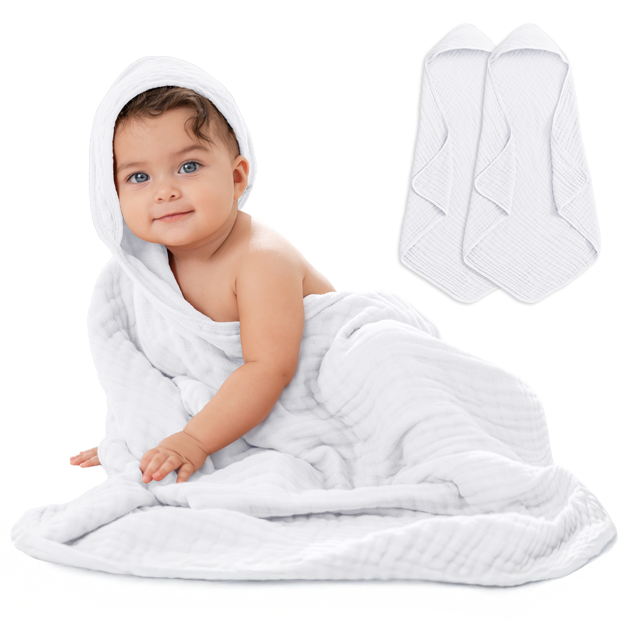 Baby Hooded Towels in White
