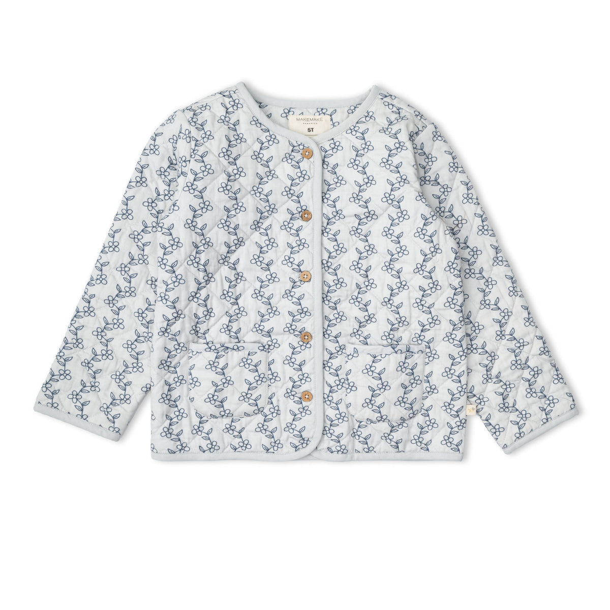 Organic Quilted Buttoned Jacket - Bluebell Vine