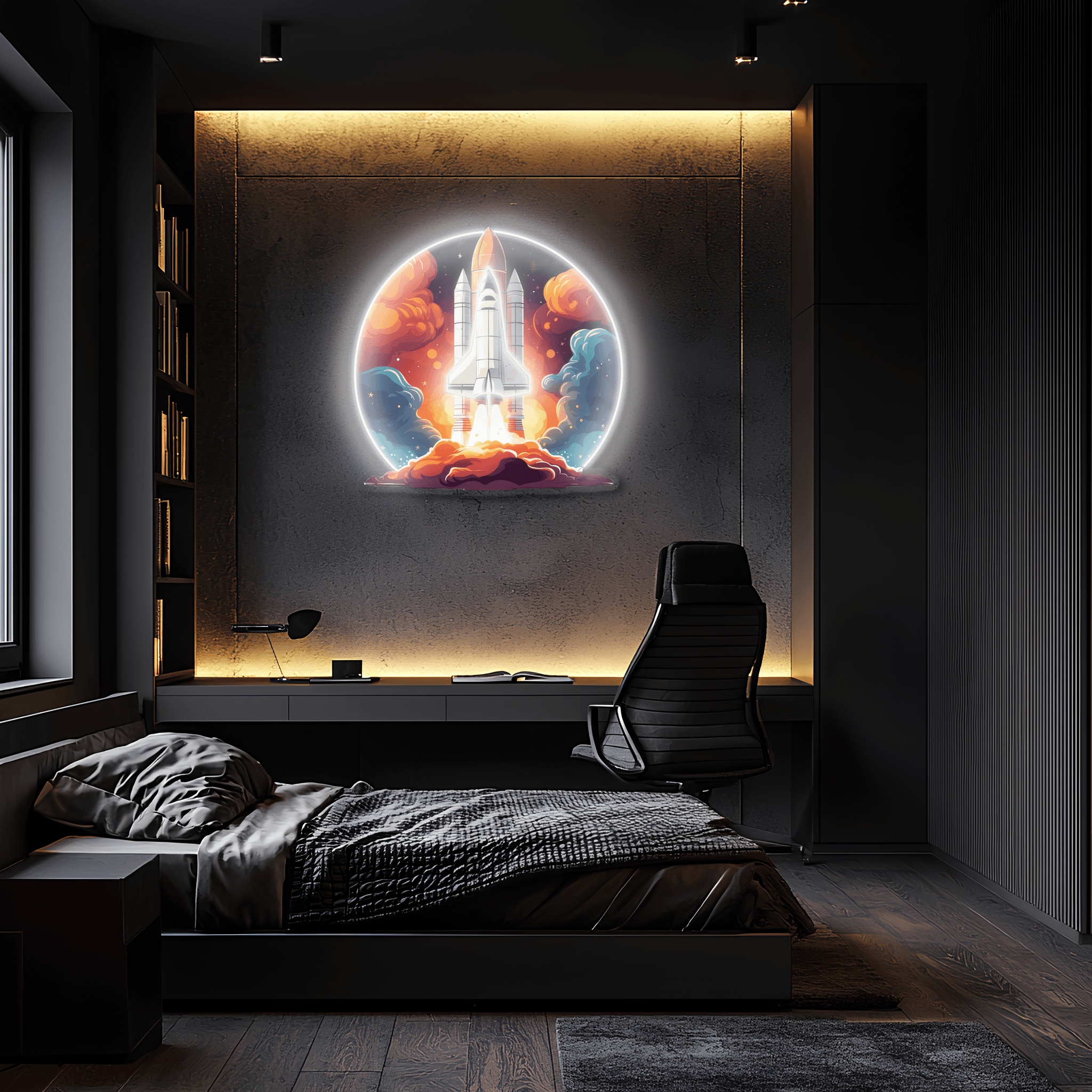 Space Shuttle Plexiglass Neon Art, Uv Print Neon Sign, Neon Light Sign, Neon Wall Art, Neon Sign, Neon Light Sign, Neon Gifts, Housewarming