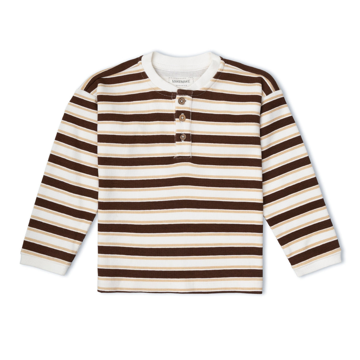 Organic Henley Tee - Cocoa Stripe