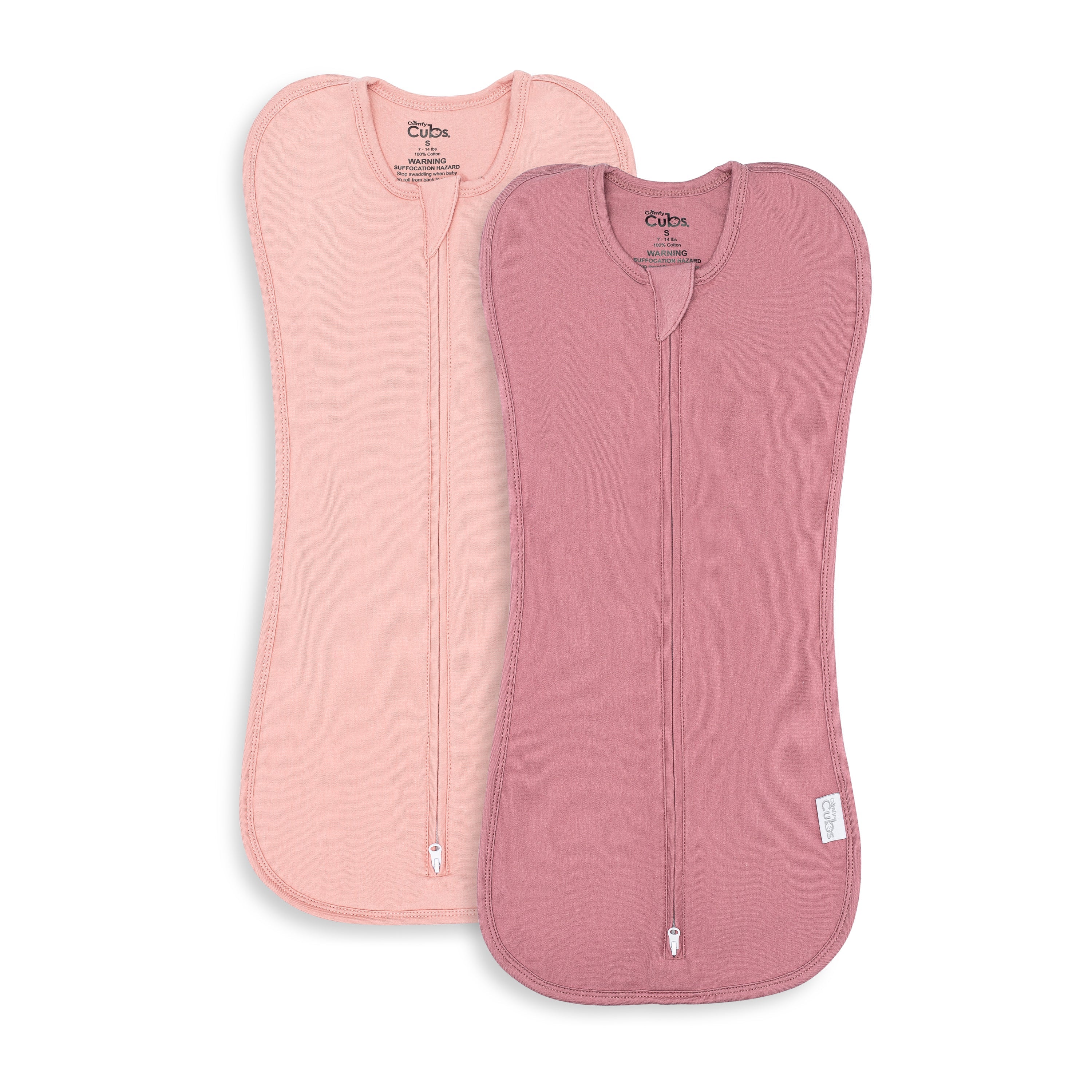 Easy Zipper Swaddle Blankets by Comfy Cubs - Blush, Mauve